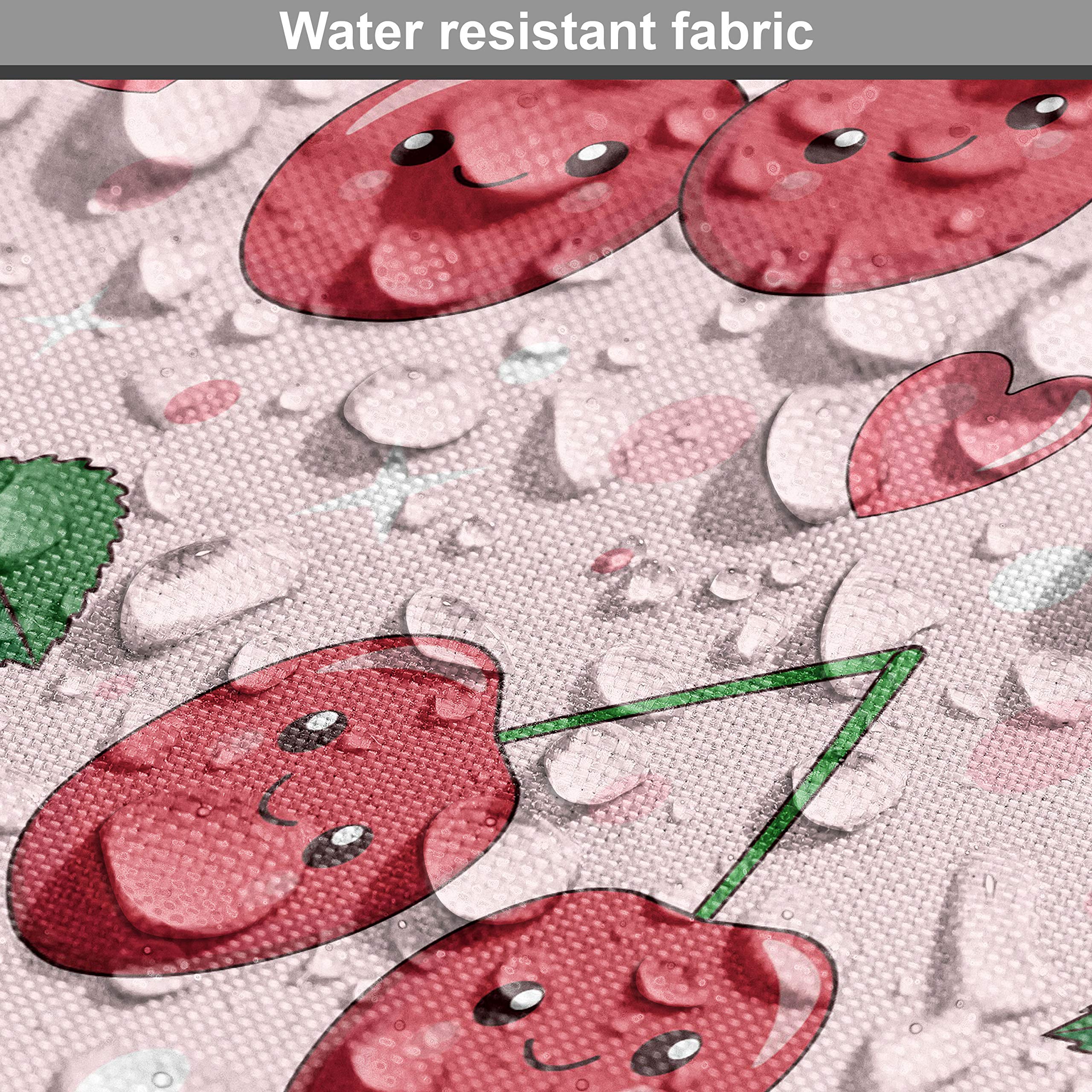 Ambesonne Funny Kawaii Berries Fabric - 10 Yards of Cherry Branch Print with Smiling Faces in Pale Pink & Ruby Green - Upholstery & Home Decor Fabric for Couples Bedroom, Romantic Duvet Covers, Throw Pillows & DIY Crafts