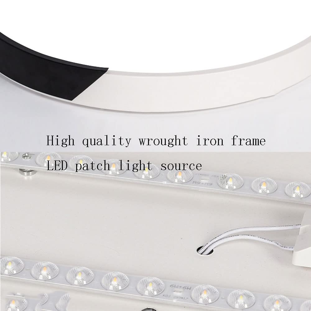 Black and White LED Ceiling Light - Minimalist Round Panel Light with 3-Color Dimmable & Ultra-Thin Design, Energy Saving Recessed Mount Close to Ceiling - Perfect for Modern Living Room, Bedroom & Office Lighting
