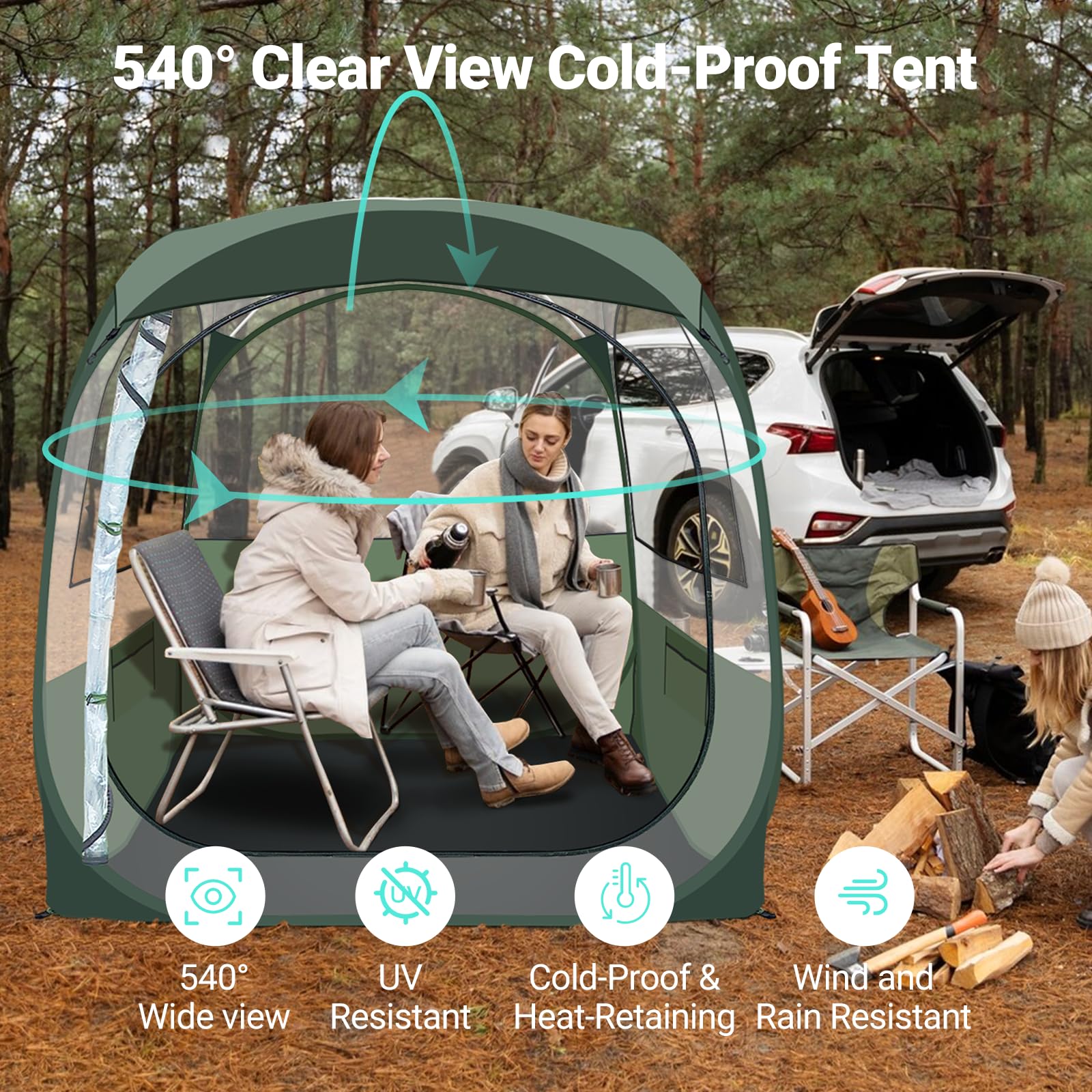 Transparent Popup Tent - Weatherproof Clear Dome with Removable Windows for Garden Parties, Stargazing, Outdoor Lounging, Camping, and Backyard Relaxation