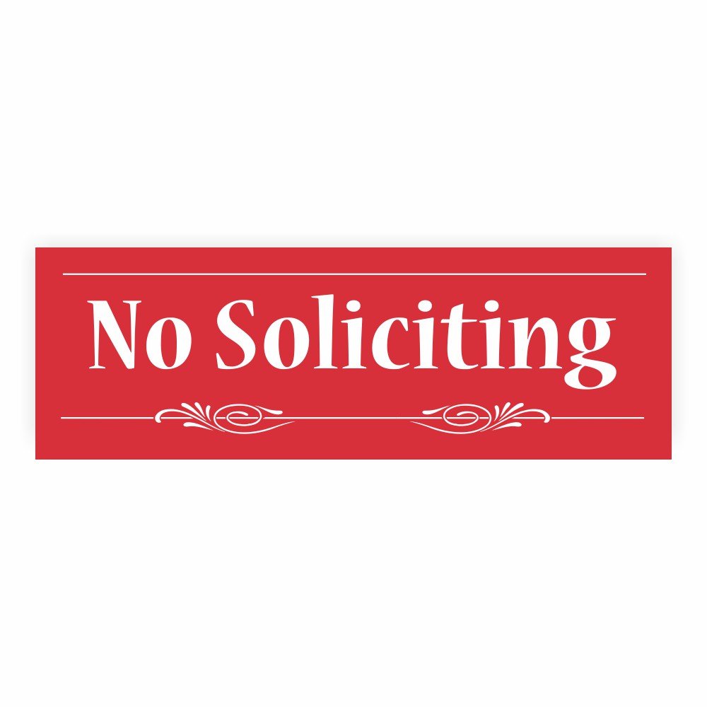 No Soliciting Sign - Red, Medium Size - Durable Weatherproof Door Sign for Home, Office & Business - Keep Unwanted Visitors Away