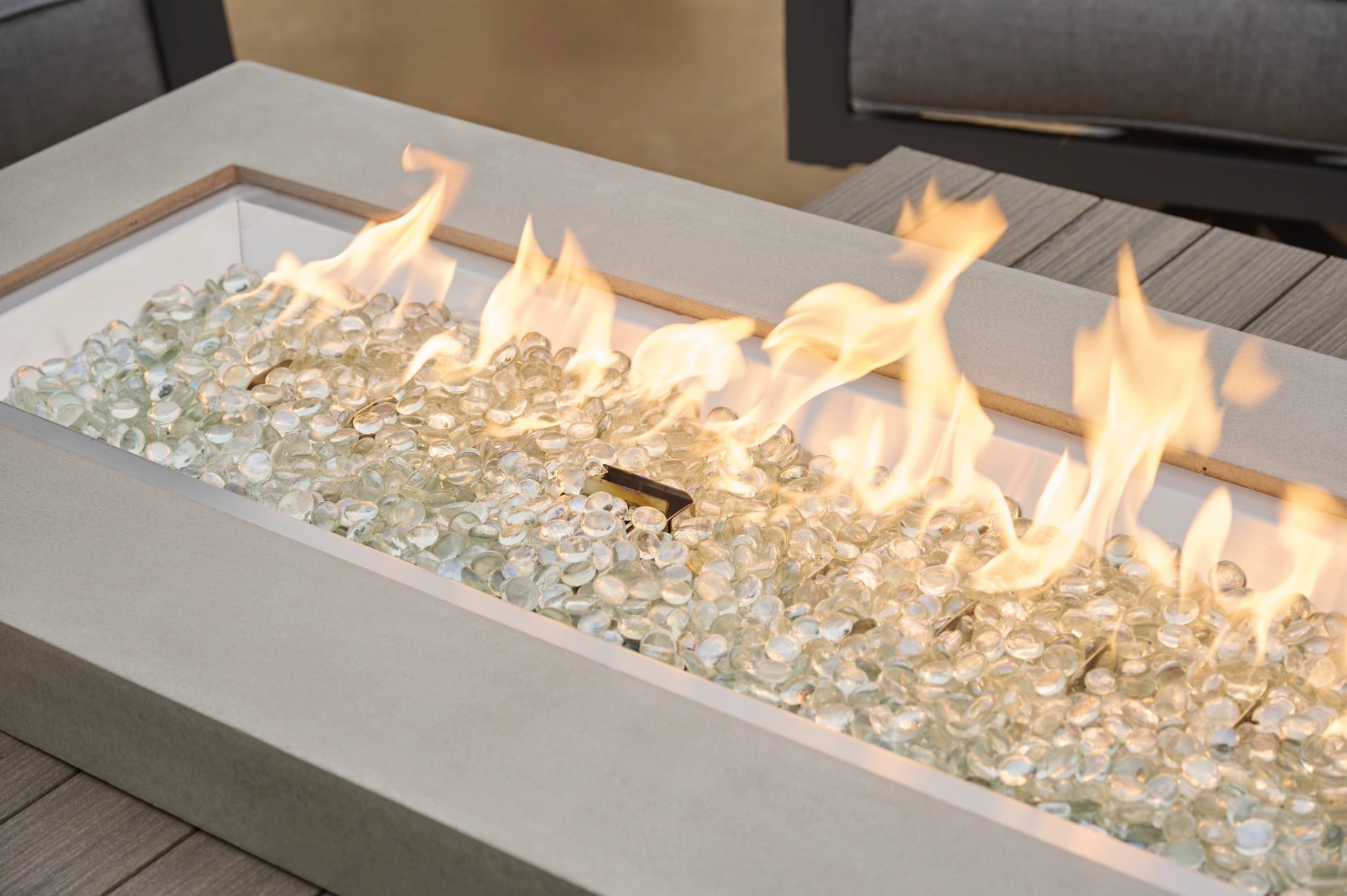 The Outdoor Greatroom Company Uptown Linear Gas Fire Pit Table - Modern Outdoor Fire Table for Patio, Deck, Backyard - Perfect for Entertaining, Relaxing & Creating Ambience