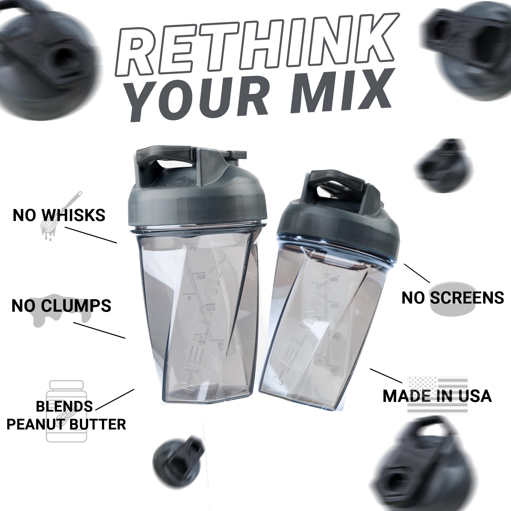 HELIMIX 1.5 Vortex Blender Shaker Bottle - 20oz BPA-Free Protein Shaker Cup for Gym & Travel | USA Made Portable Mixer for Protein Powder, Smoothies & Cocktails | Dishwasher Safe | Perfect for Workout Recovery & Healthy Drinks