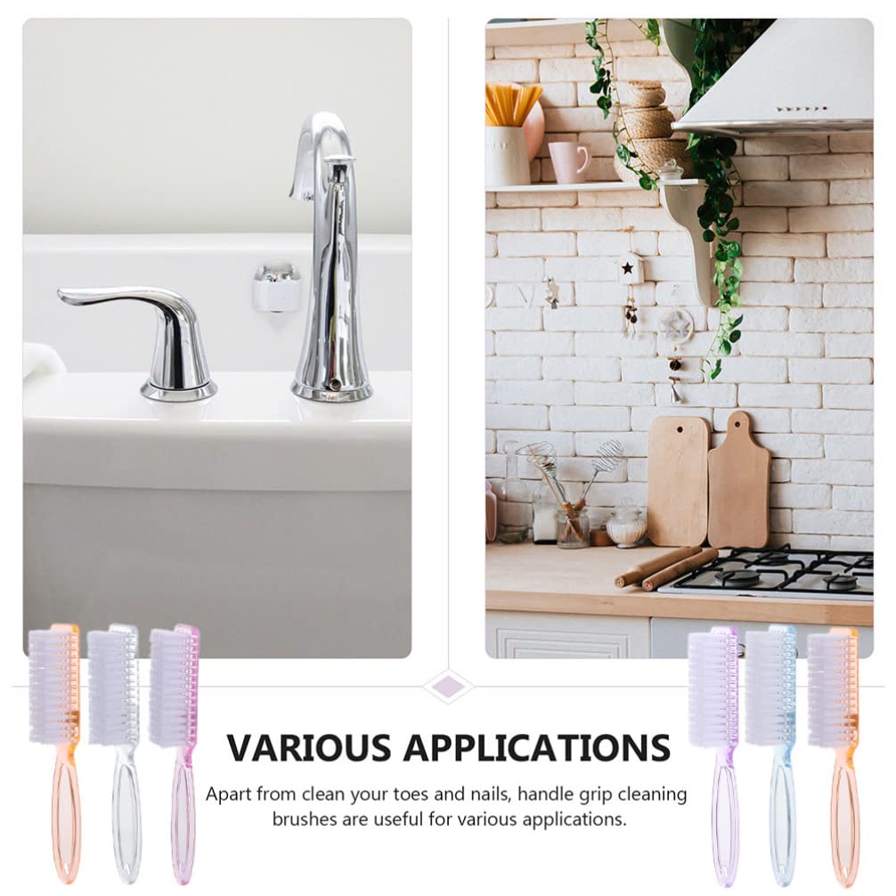 Healvian 6-Piece Nail Cleaning Brush Set with Ergonomic Handle - Durable Nail Scrub Brush for Fingernails & Toes - Perfect for Pedicure, Manicure & Hygiene Care - Ideal for Men & Women (Random Colors) - Home Spa, Salon & Travel Essential