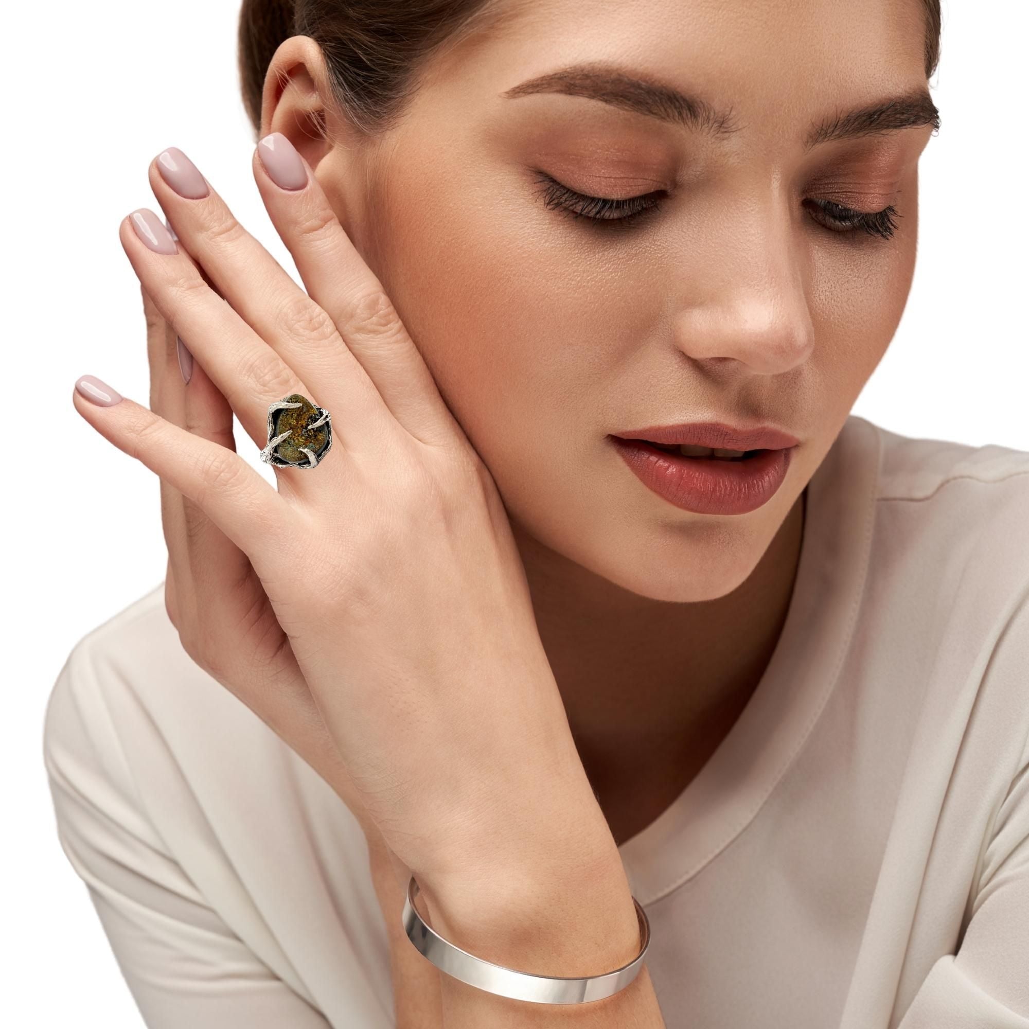 9 CT Pyrite Sterling Silver Tree Branch Ring - Elegant Nature-Inspired Jewelry for Women, Perfect for Everyday Wear, Gifts & Special Occasions