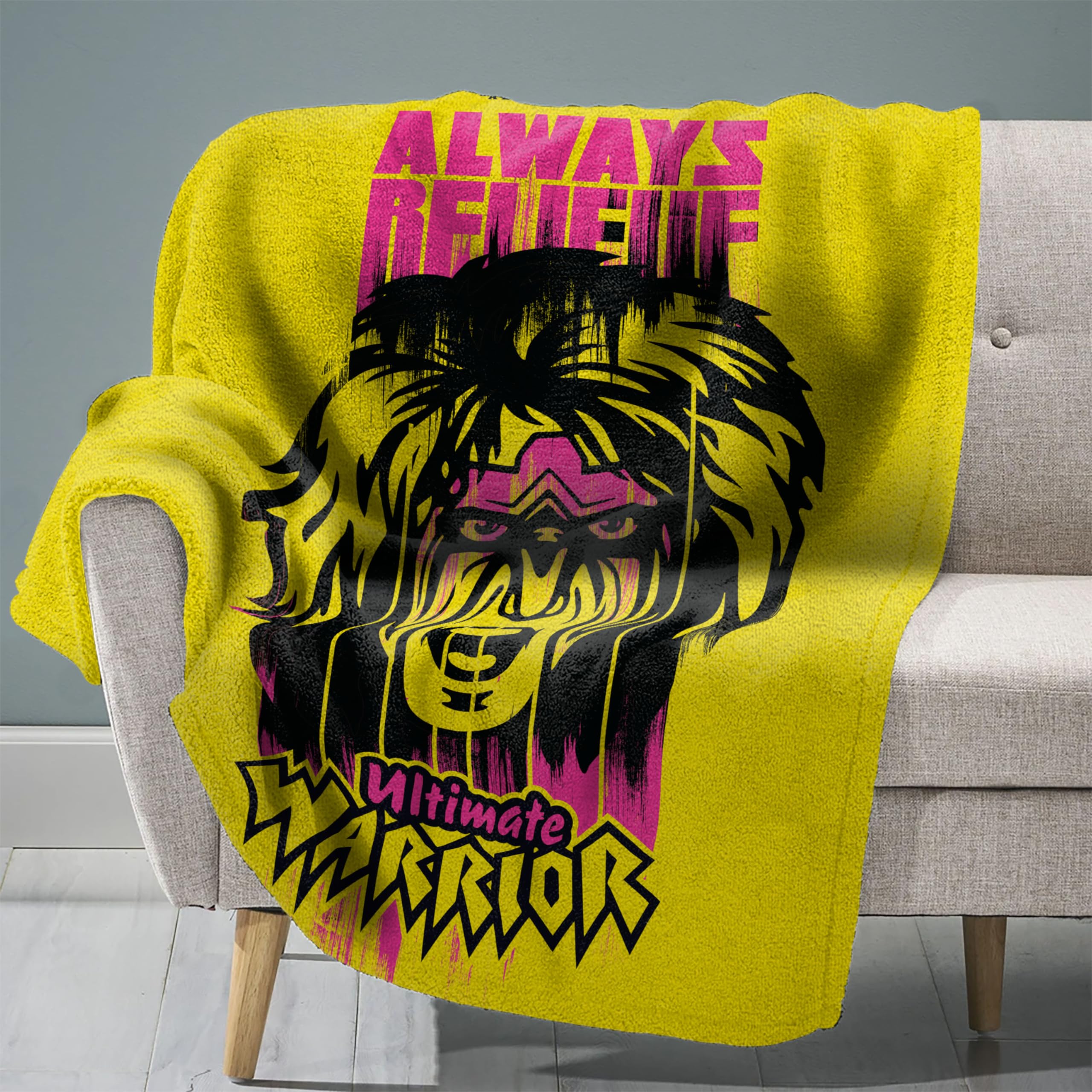 WWE Ultimate Warrior 60x80 Plush Blanket - Super Soft Raschel Throw Blanket for Wrestling Fans | Perfect for Bed, Couch & Game Room Decor
