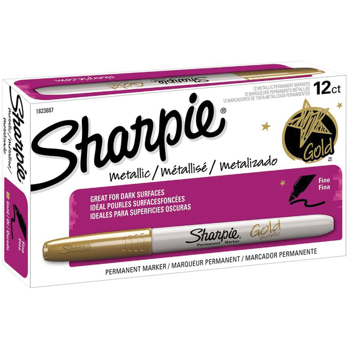 Sharpie Metallic Permanent Markers Gold (12-Pack) - Bulk Set for Office, School, Art Projects & DIY Crafts