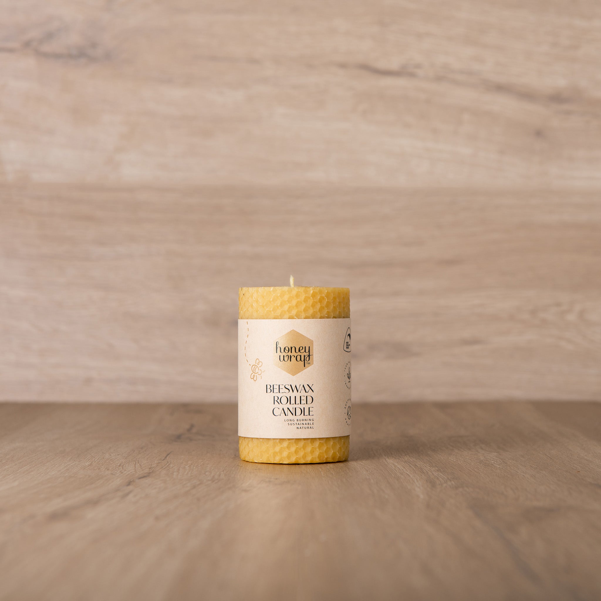 Hand Rolled Beeswax Pillar Candles - 4.1 Inch Tall x Wide - Natural Eco-Friendly Candles for Home Decor, Wedding Centerpieces & Relaxation