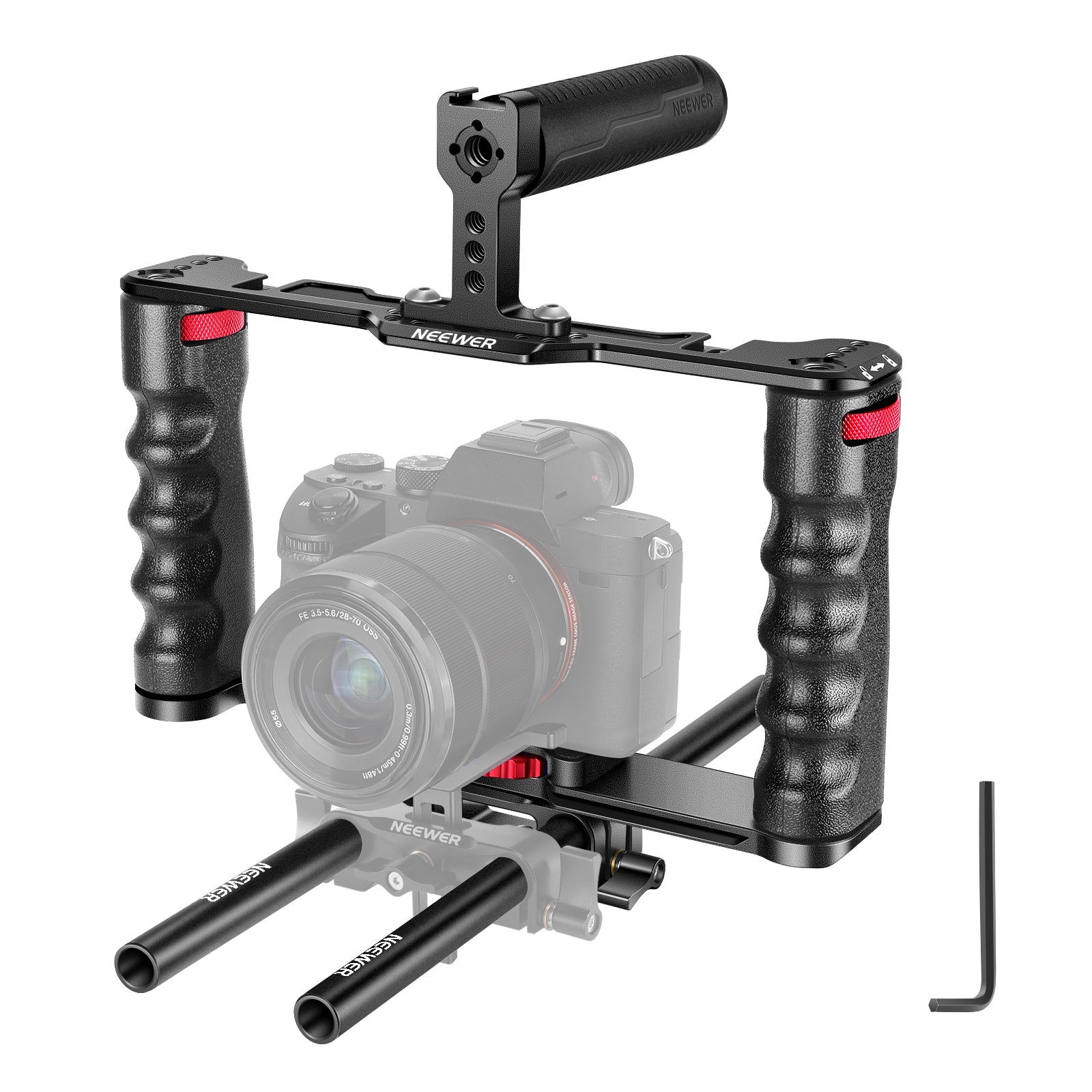 NEEWER VS107 Professional Aluminum Alloy Camera Cage for DSLR & Mirrorless Cameras - Perfect for Vlogging, Filmmaking, and Photography