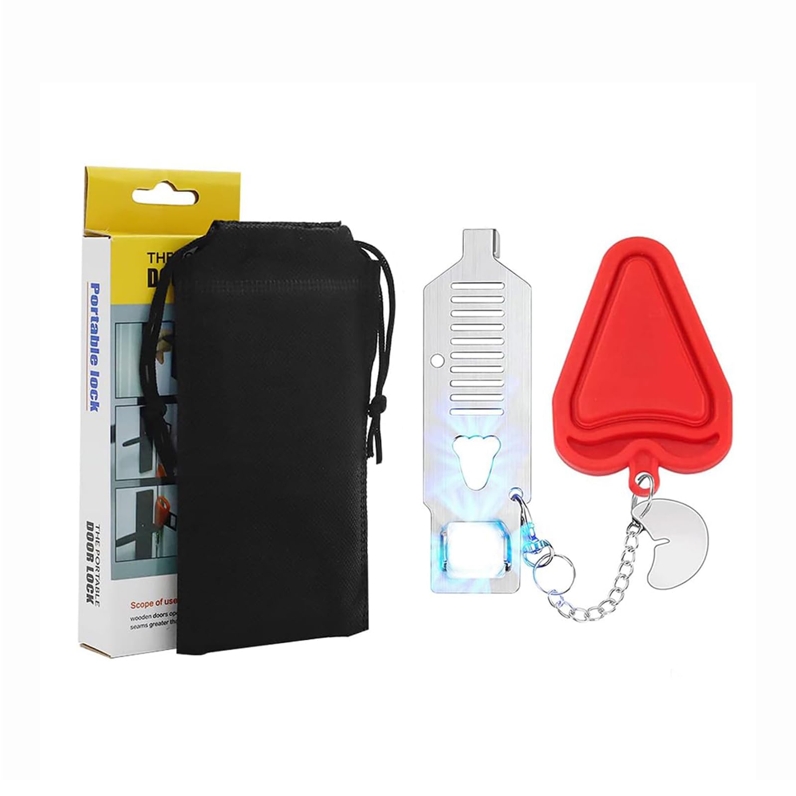 Upgraded Portable Door Lock - Home Security Device for Hotels, Apartments & Airbnb - Travel Safety Essential & Self Defense Tool - Perfect Christmas Gift (Red) - Use for Extra Protection While Traveling or at Home