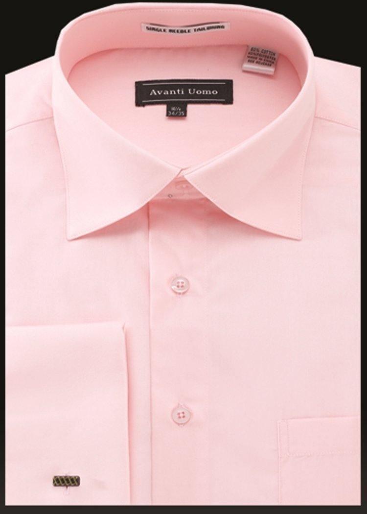 Premium Men's French Cuff Dress Shirt - Spread Collar Formal Shirt in Classic Pink | Perfect for Business Meetings, Weddings & Special Occasions