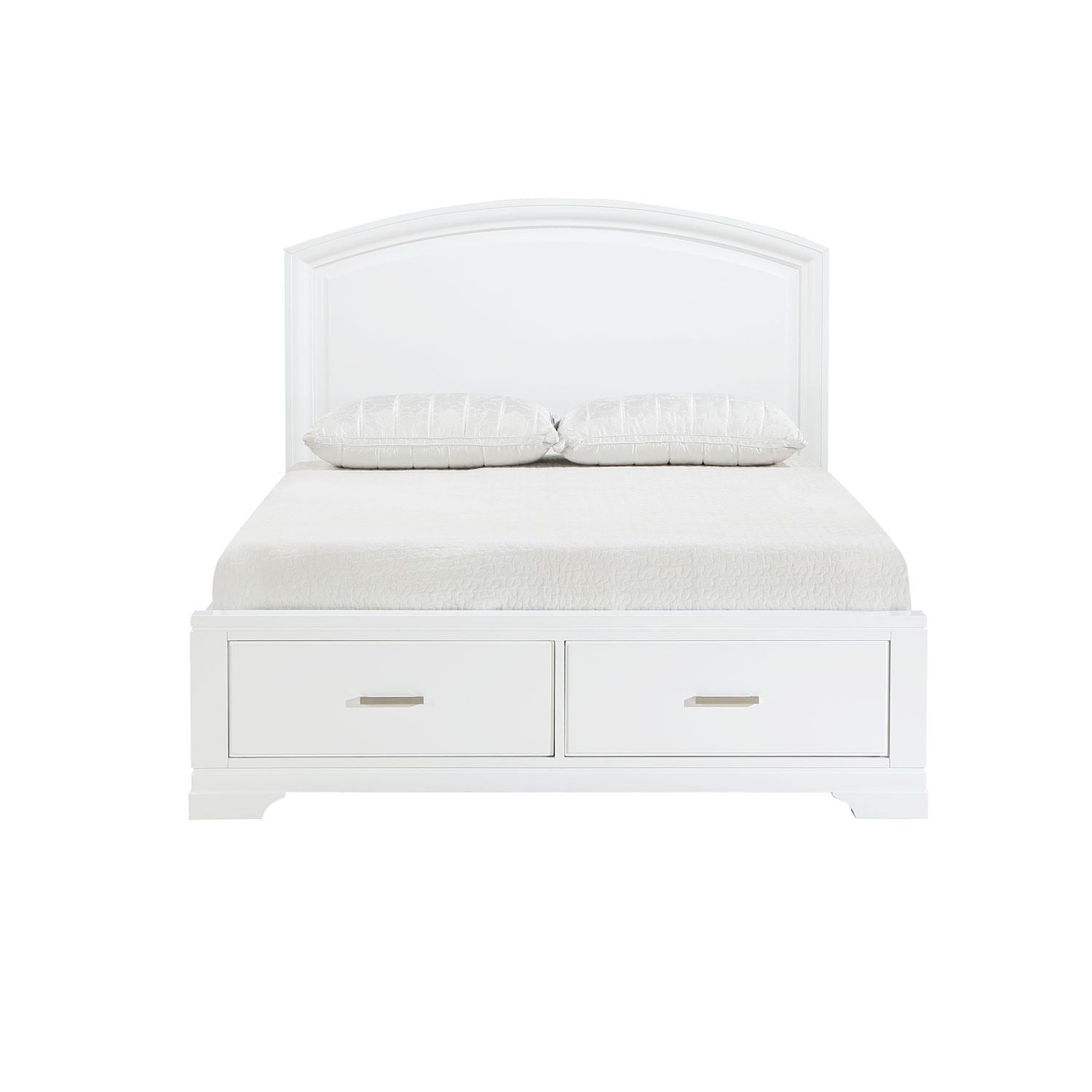 Arista 3-Piece Full Size Storage Bed Frame with Drawers - White Wooden Platform Bed for Small Space Bedroom, Guest Room & Dormitory