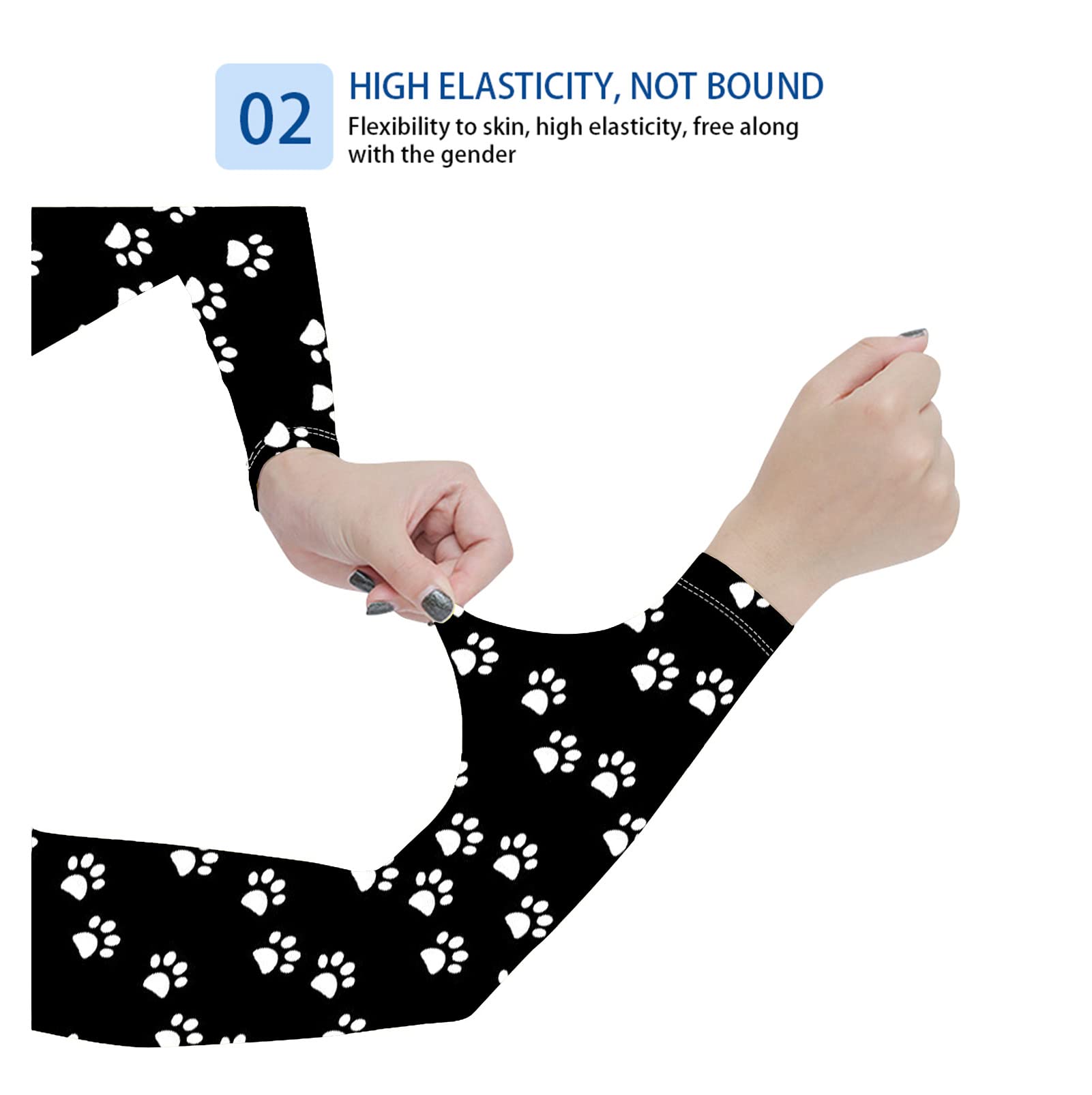 Cooling Arm Sleeves with Puppy Paws Print - UV Protection Sun Sleeves for Men & Women - Breathable Athletic Arm Covers for Running, Cycling, Golf & Outdoor Sports (1 Pair)