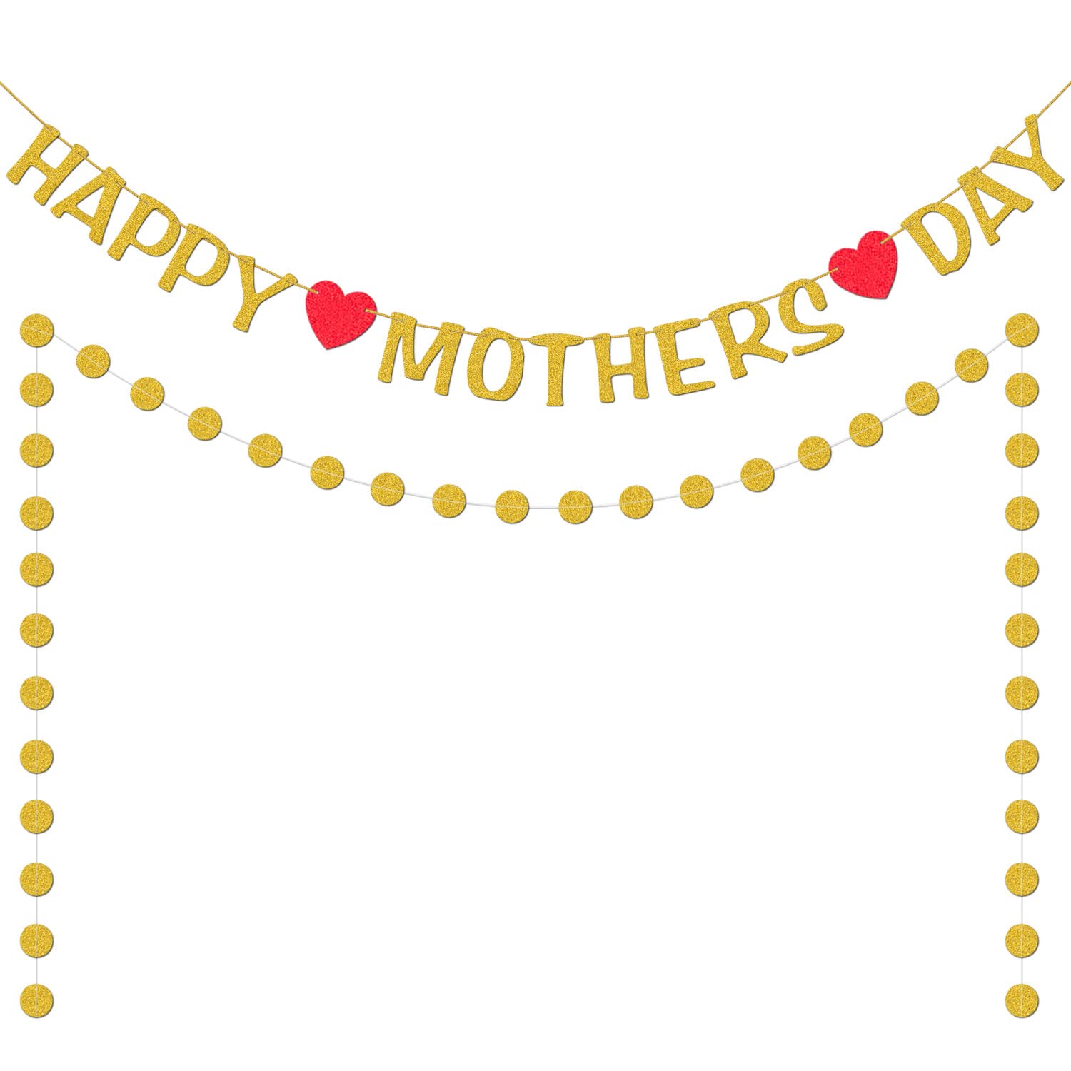 Gold Glitter Happy Mother's Day Banner - Elegant Party Decorations & Backdrop for Mother's Day Celebrations, Baby Showers, Bridal Showers, and Family Gatherings