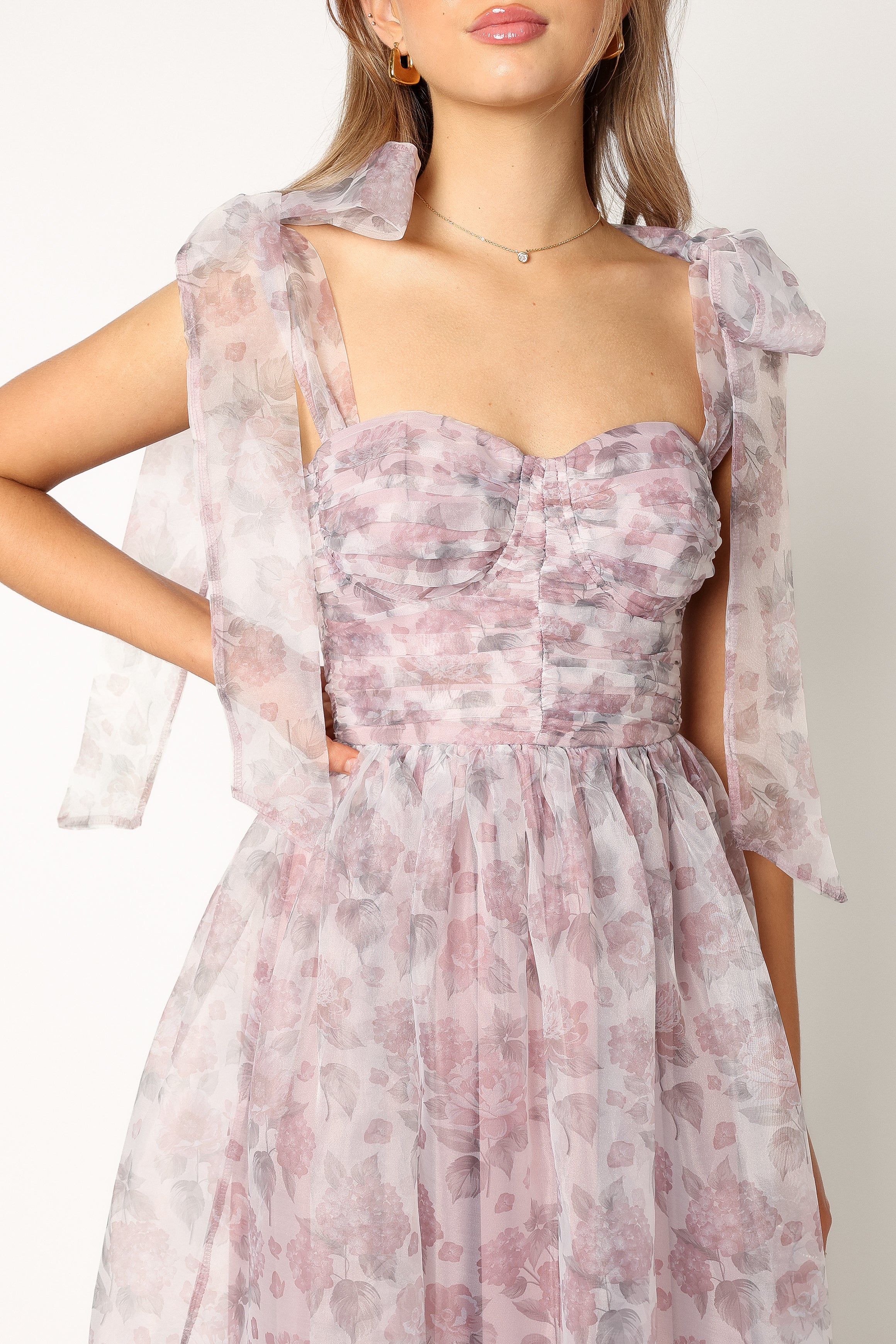 Floret Midi Dress in Dark Purple | Elegant A-Line Summer Dress for Women | Perfect for Weddings, Parties & Date Nights