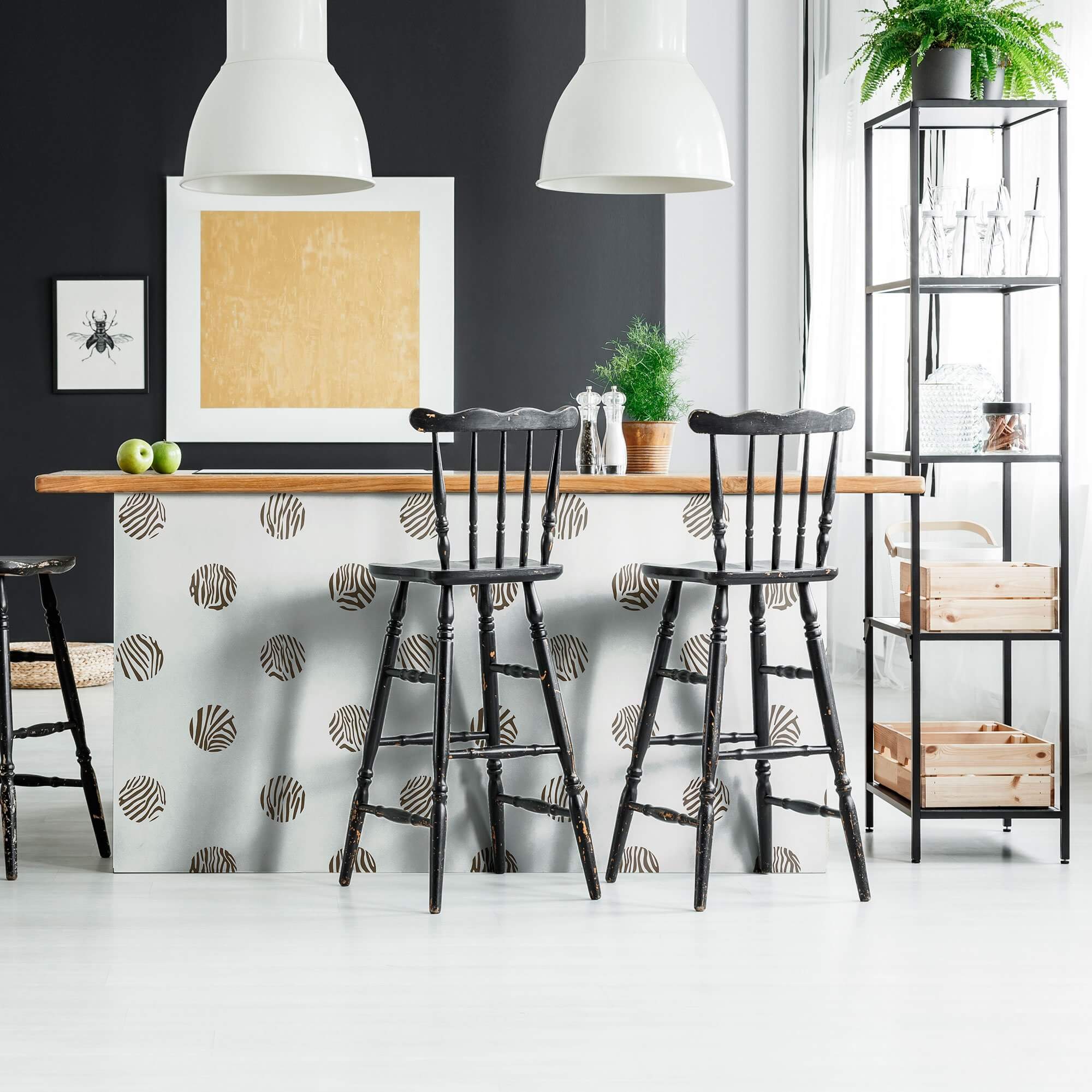 Charcoal Animal Print Peel and Stick Removable Wallpaper - Self-Adhesive Decorative Wall Covering for Bedroom, Living Room & Home Office Decor