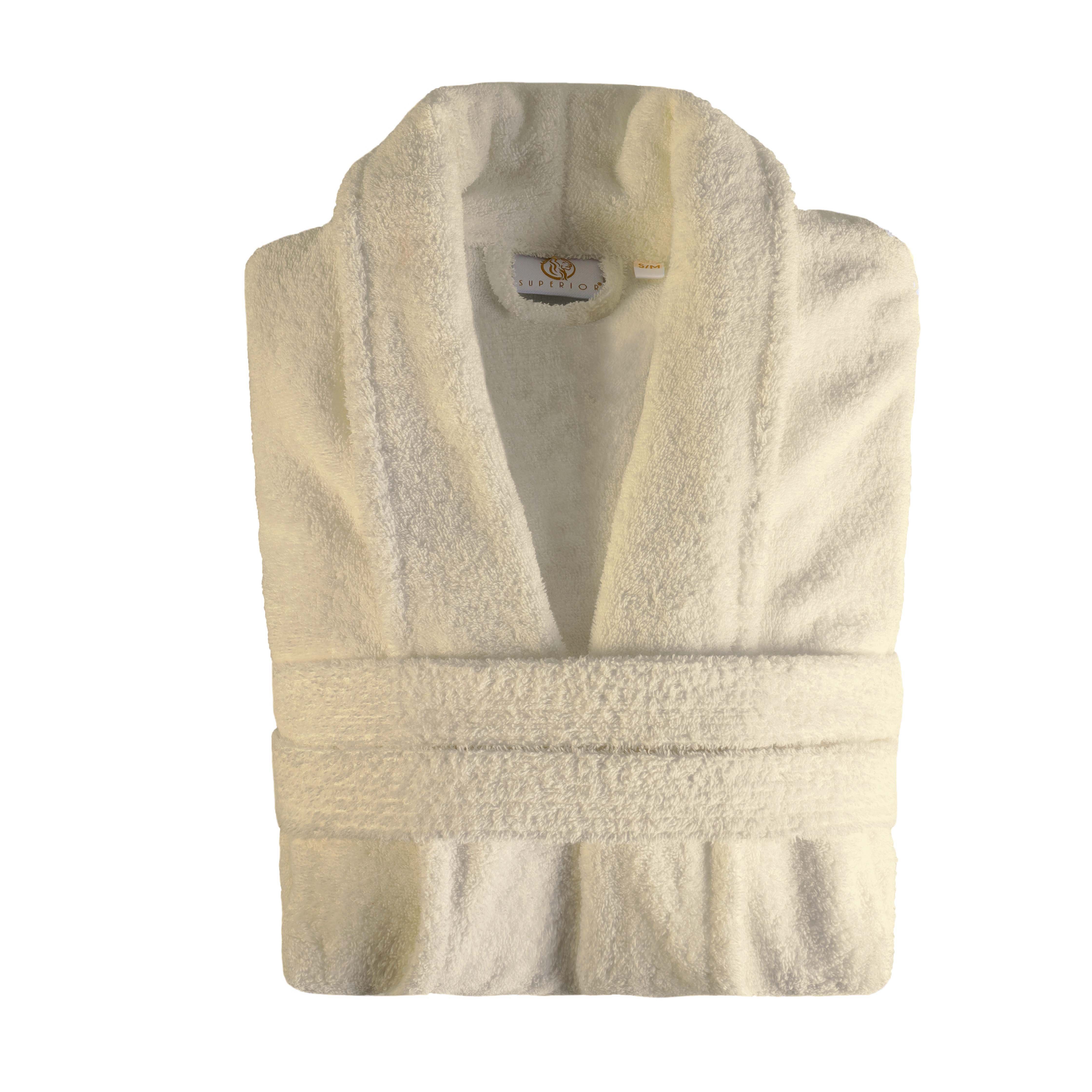 Premium Turkish Cotton Bathrobe for Women & Men - Unisex Shawl Collar Long Robe - Soft Spa, Lounge & Hotel Style Bathrobe for Relaxation at Home