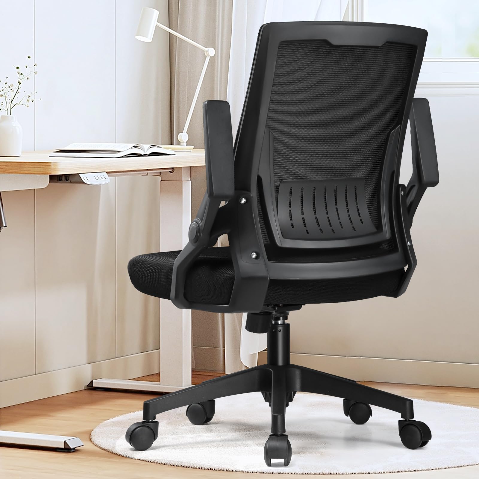 GTRACING Ergonomic Office Chair - Adjustable Mesh Computer Desk Chair with Lumbar Support & Flip-Up Arms - Comfortable Gaming & Executive Chair for Home Office (Black) - Perfect for Long Work Hours, Gaming Sessions & Remote Work