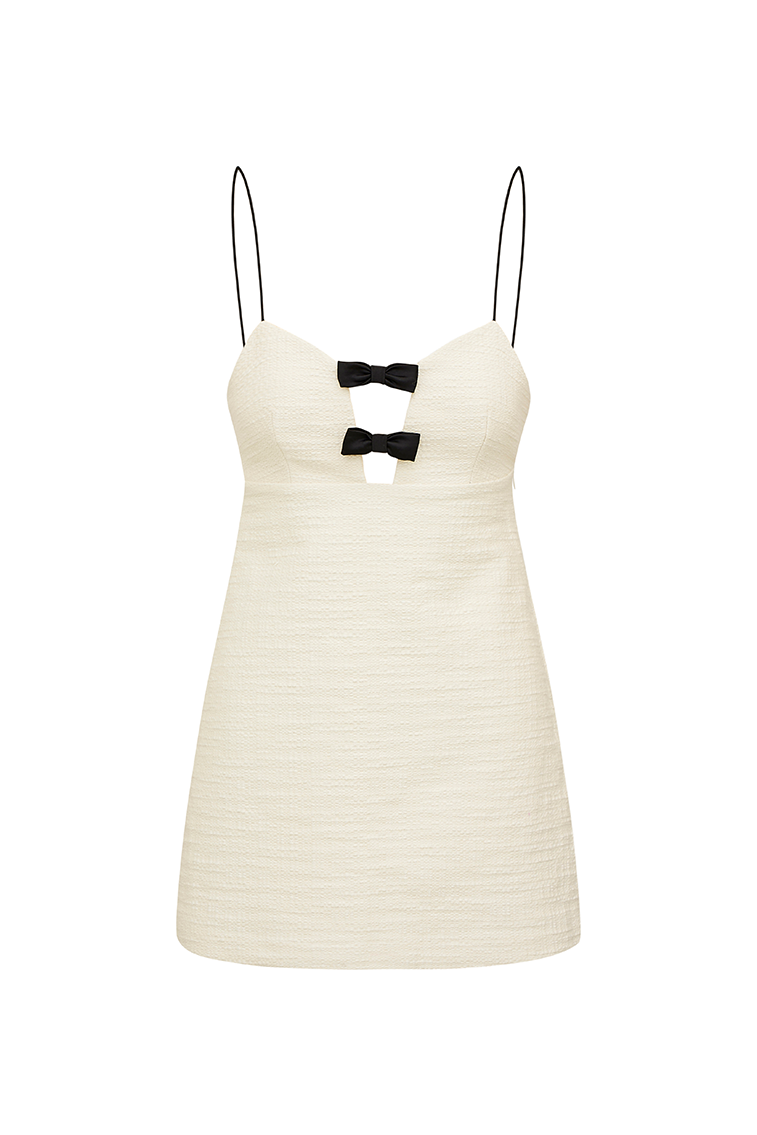 Adelaide Tweed Mini Dress in Cream - Elegant Vintage Style Women's Party Dress for Cocktail, Wedding & Special Occasions