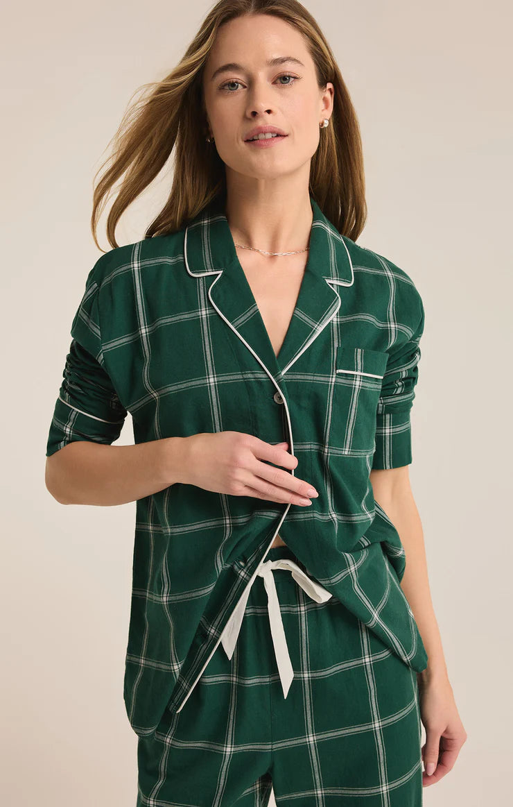 Z Supply Dreamer Plaid Set in Noble Fir - Cozy Loungewear for Women, Perfect for Relaxing at Home, Casual Outings & Holiday Comfort