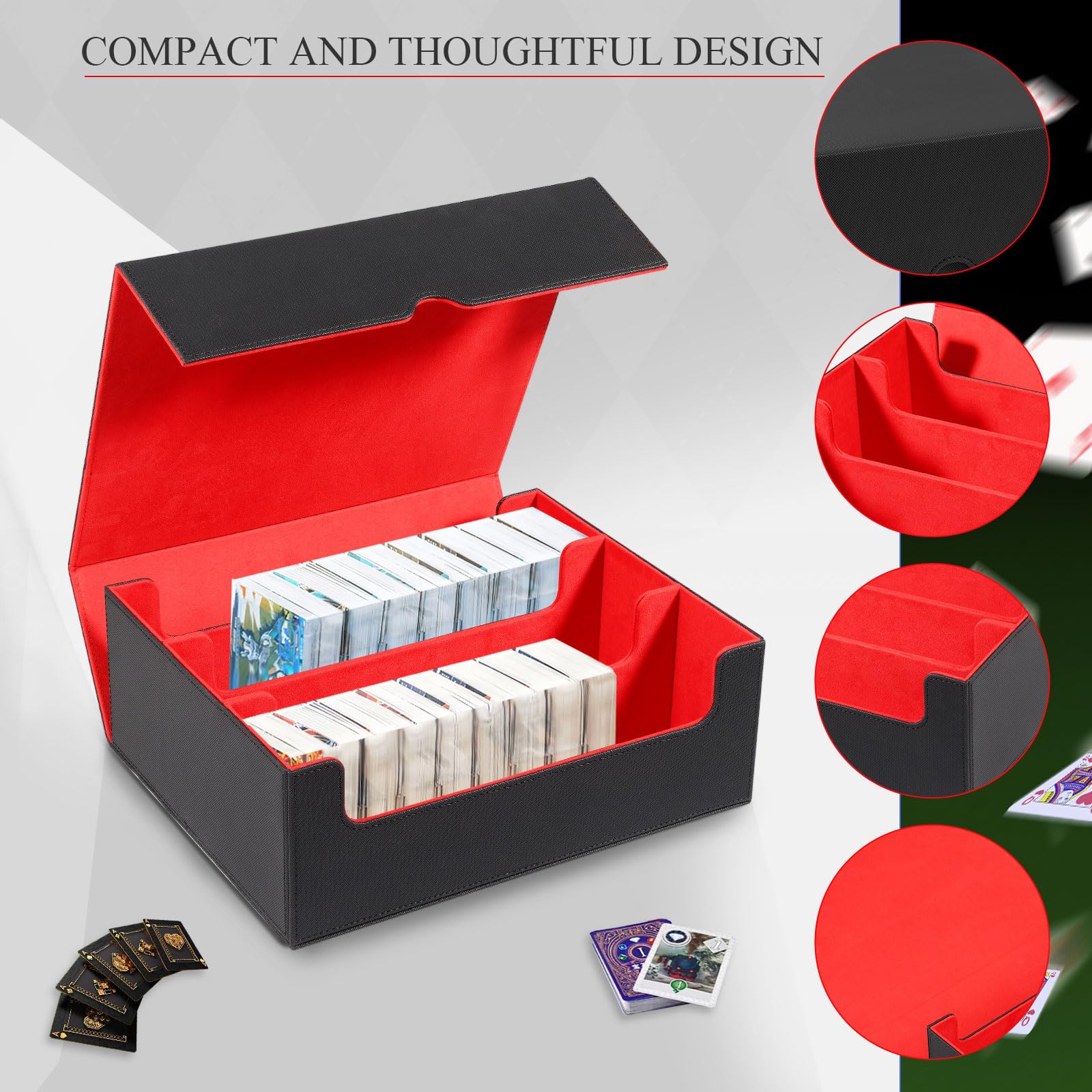 LIFEJXWEN MTG Commander Deck Box - Holds 1800+ Trading Cards, Includes 8 Dividers for Magic Commander TCG - Perfect for Card Storage, Organization & Travel