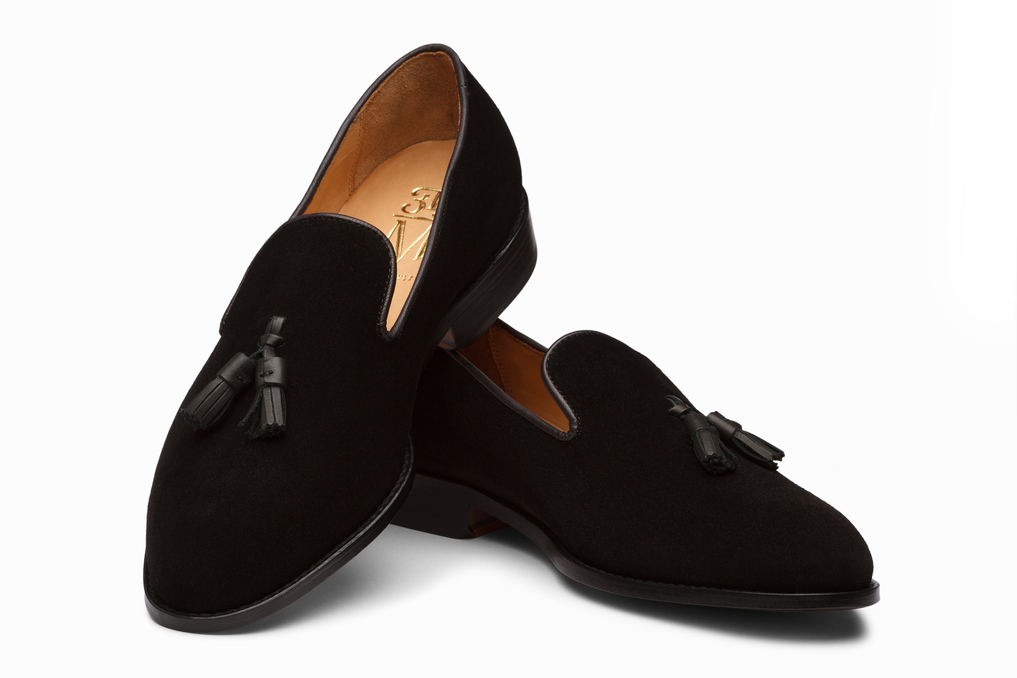Black Suede Tassel Loafers for Women - Classic Comfortable Slip-On Dress Shoes for Office, Party & Casual Wear