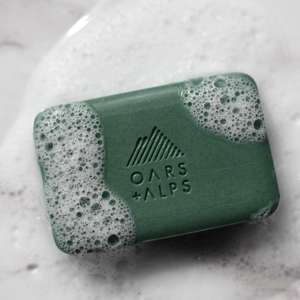 Oars + Alps Peppermint Charcoal Exfoliating Bar Soap for Men - Dermatologist Tested, Natural Ingredients, Travel Size (6 Pack, 6 Oz Each) - Deep Cleansing & Exfoliating for Fresh Skin - Perfect for Gym, Travel & Daily Use