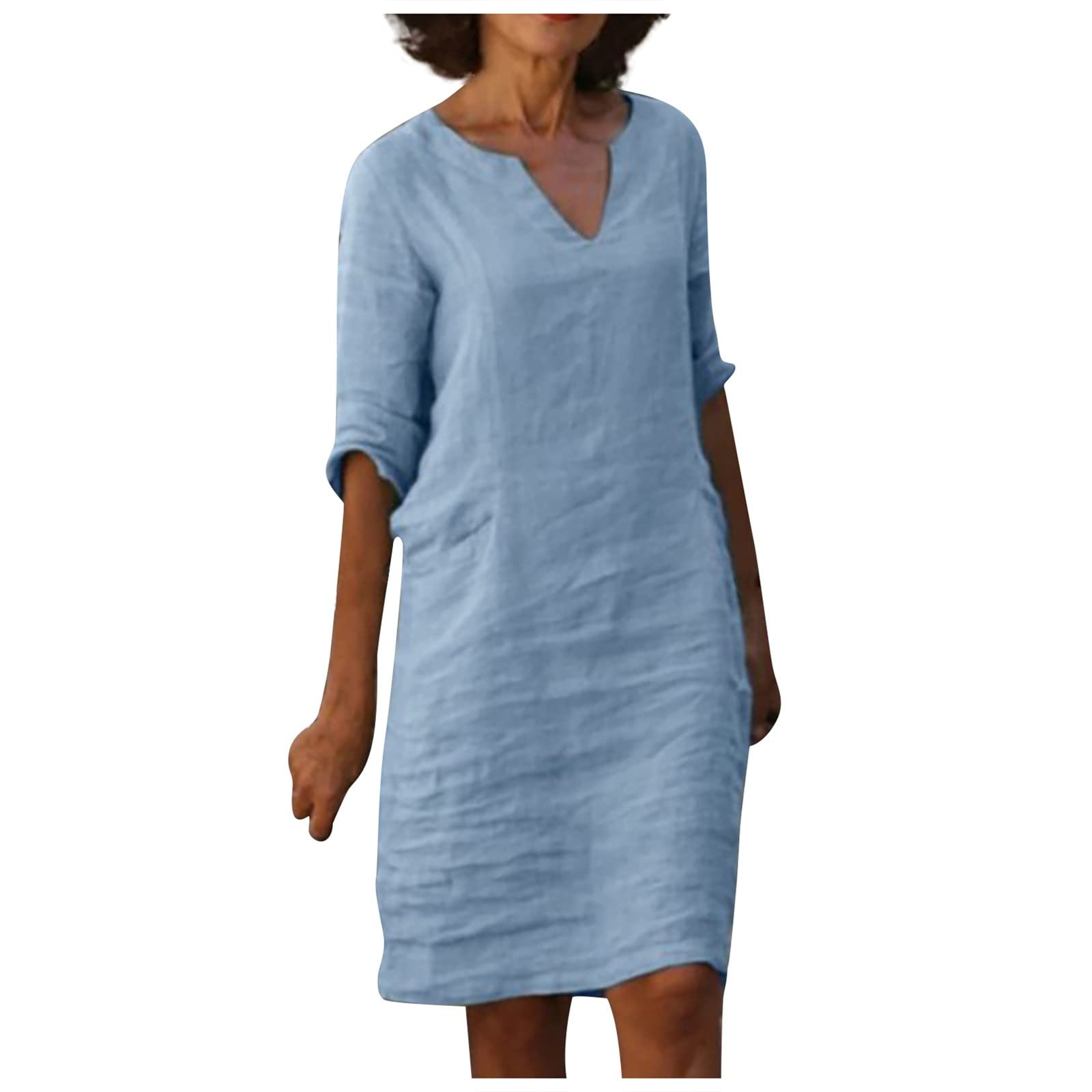 Elegant Women's Summer Cocktail Dress - V-Neck Short Sleeve Party Dress with Side Pockets, Plus Size Flowy Casual Dress for Evening Parties, Date Nights & Special Occasions