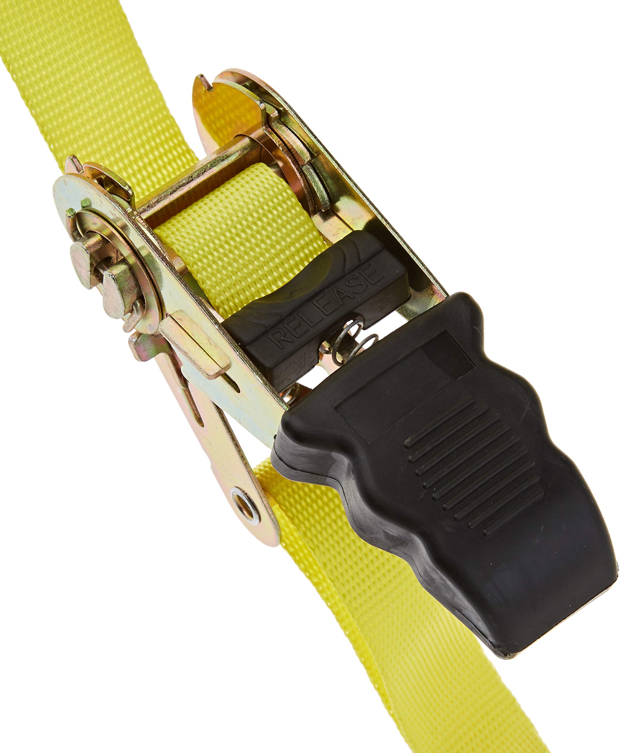 Amazon Basics Ratchet Straps - 4 Pack (1,500 lbs Capacity) - Heavy Duty Tie Down Straps for Trucks, Trailers & Cargo Securing - Perfect for Moving, Hauling & Transporting Goods