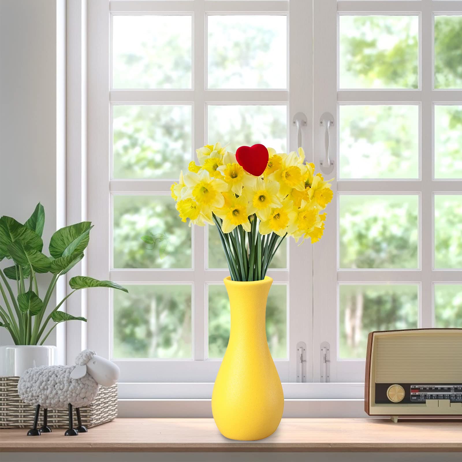 Frosted Ceramic Vase 7 Inch - Modern Geometric Home Decor with Matte Finish, Boho Style Vase for Living Room, Wedding Centerpiece, Christmas Decorations & Holiday Table Settings