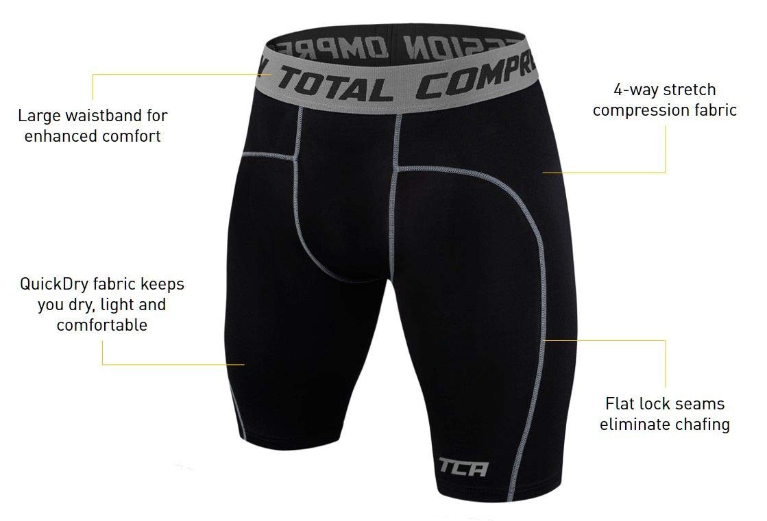 TCA Men's & Boys' Pro Performance Compression Base Layer Thermal Underwear Shorts - Ideal for Running, Workouts & Cold Weather Activities