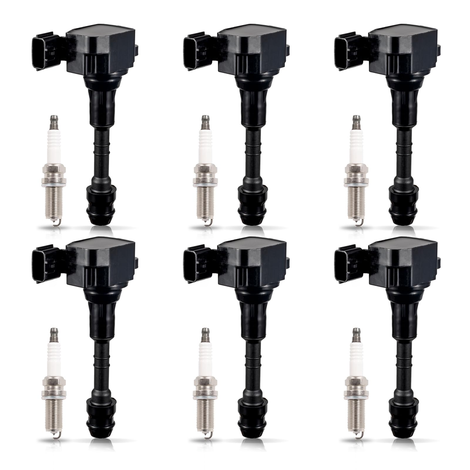 6-Piece Spark Plug & Ignition Coil Pack Set - Compatible with Nissan Infiniti I35 QX4 Altima Frontier Maxima Murano Pathfinder Quest Xterra 3.5L 4.0L V6 - Replacement for UF349 C1406 - Perfect for Engine Tune-Ups & Performance Upgrades