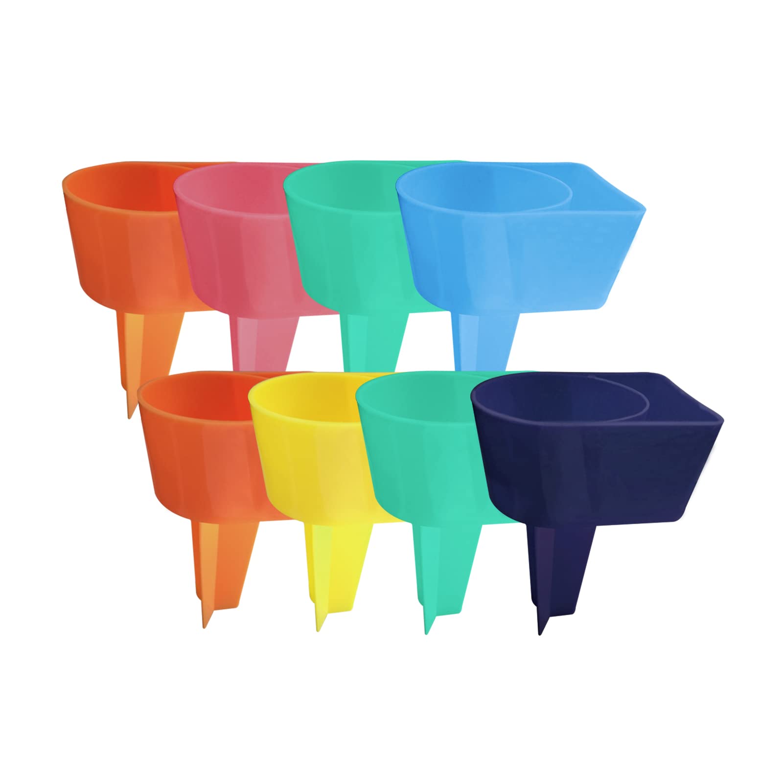 Home Queen Premium Beach Cup Holder with Storage Pocket - Multifunctional Sand Drink Holder for Beverages, Sunglasses, Phone & Keys - Durable Beach Accessories Set of 8 - Perfect for Poolside, Picnics & Outdoor Adventures