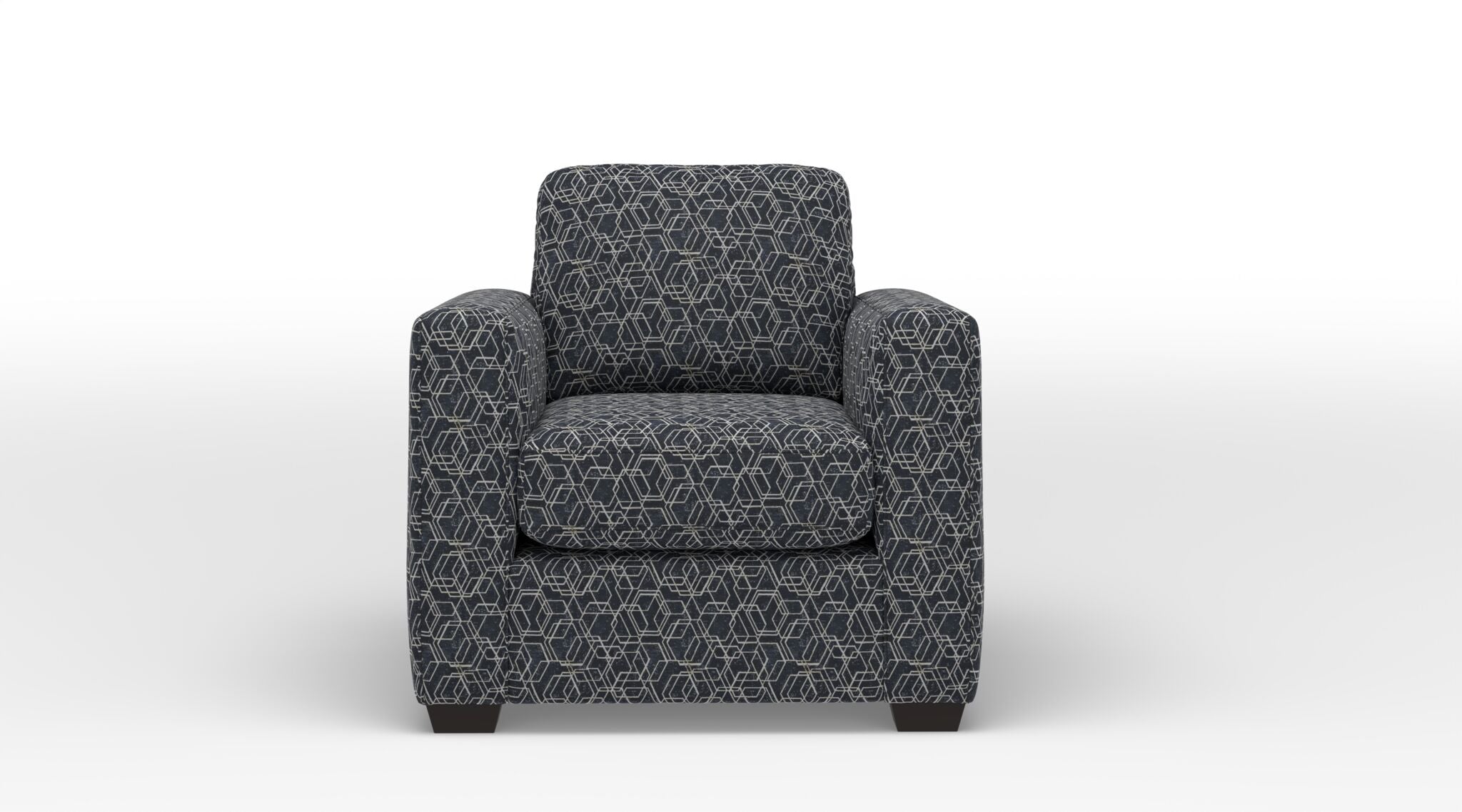 Caleb Accent Chair - Dark Blue Upholstered Living Room Chair for Home Office, Bedroom & Lounge - Modern Comfortable Seating with Sturdy Wooden Legs