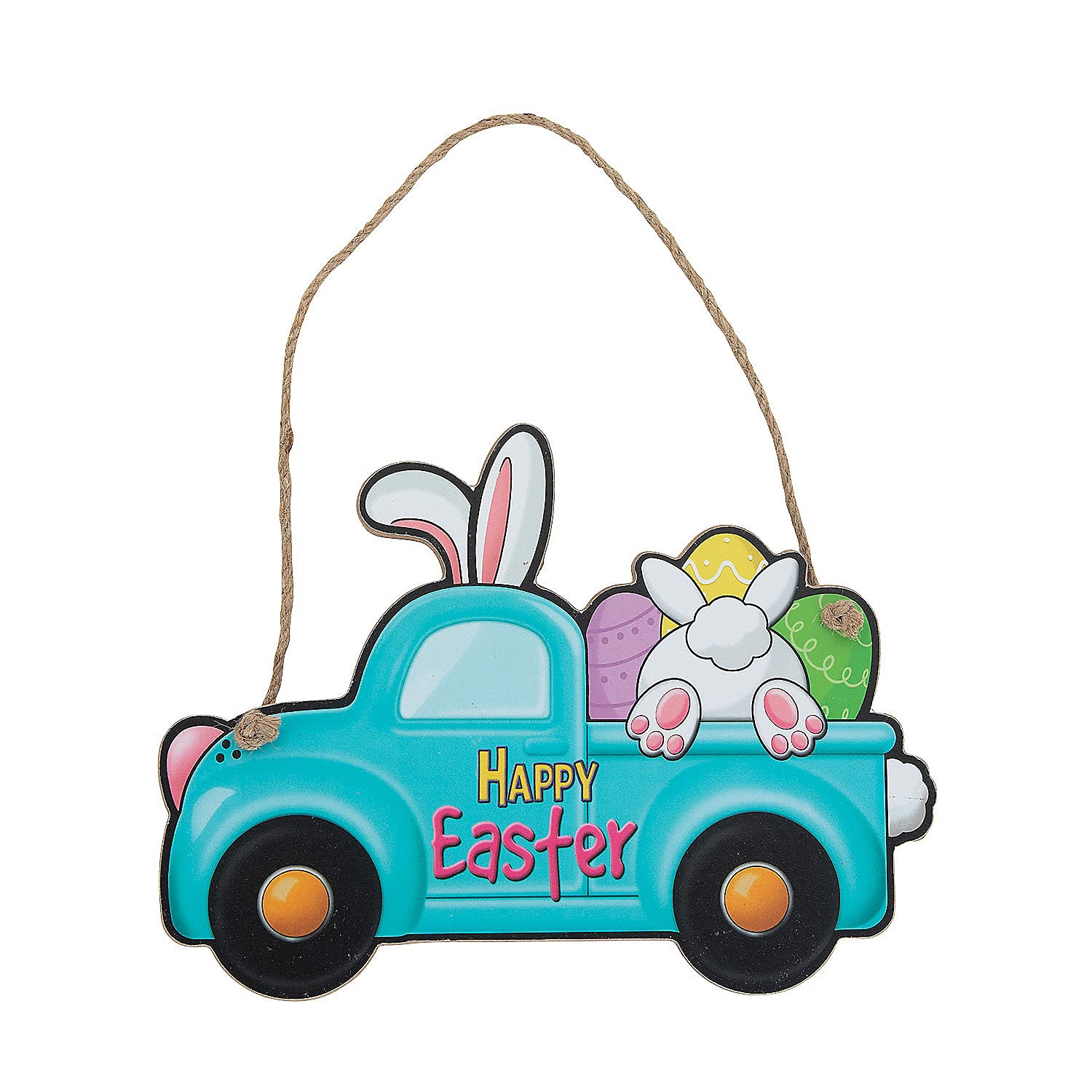 Easter Bunny Truck Sign - Vintage Style Metal Wall Art Decor for Home, Farmhouse, Garden - Perfect for Easter Decorations & Spring Home Decor