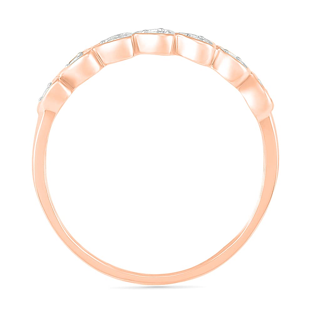 10kt Gold Round White Diamond Fluttering Heart Band Ring (1/10 cttw) - Elegant Jewelry for Women, Perfect Gift for Anniversary, Valentine's Day & Special Occasions