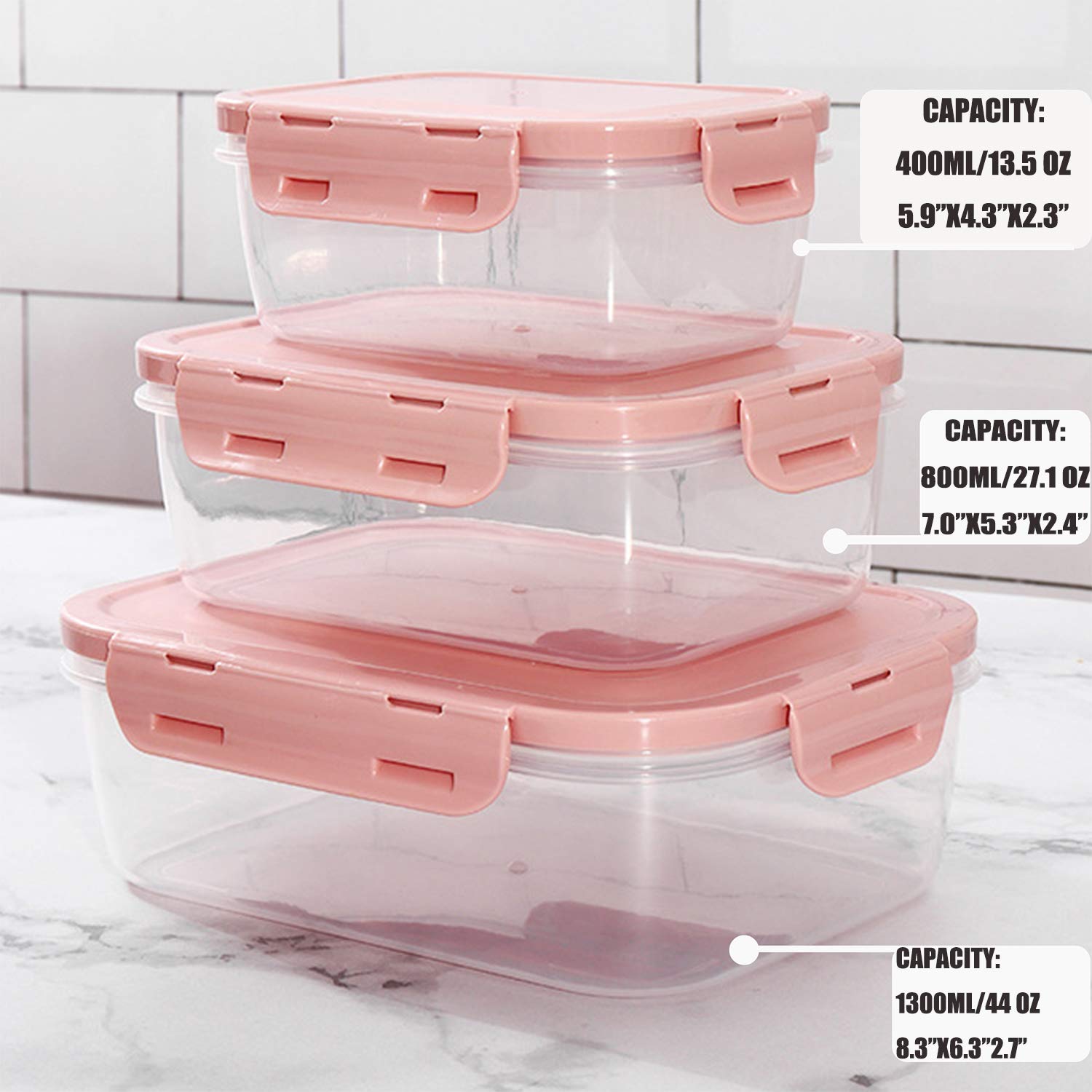 Airtight Food Storage Containers - BPA-Free Plastic Meal Prep Containers for Lunch, Microwave, Dishwasher & Freezer Safe (Pink) - Perfect for Meal Prepping, Leftovers & Office Lunch Storage