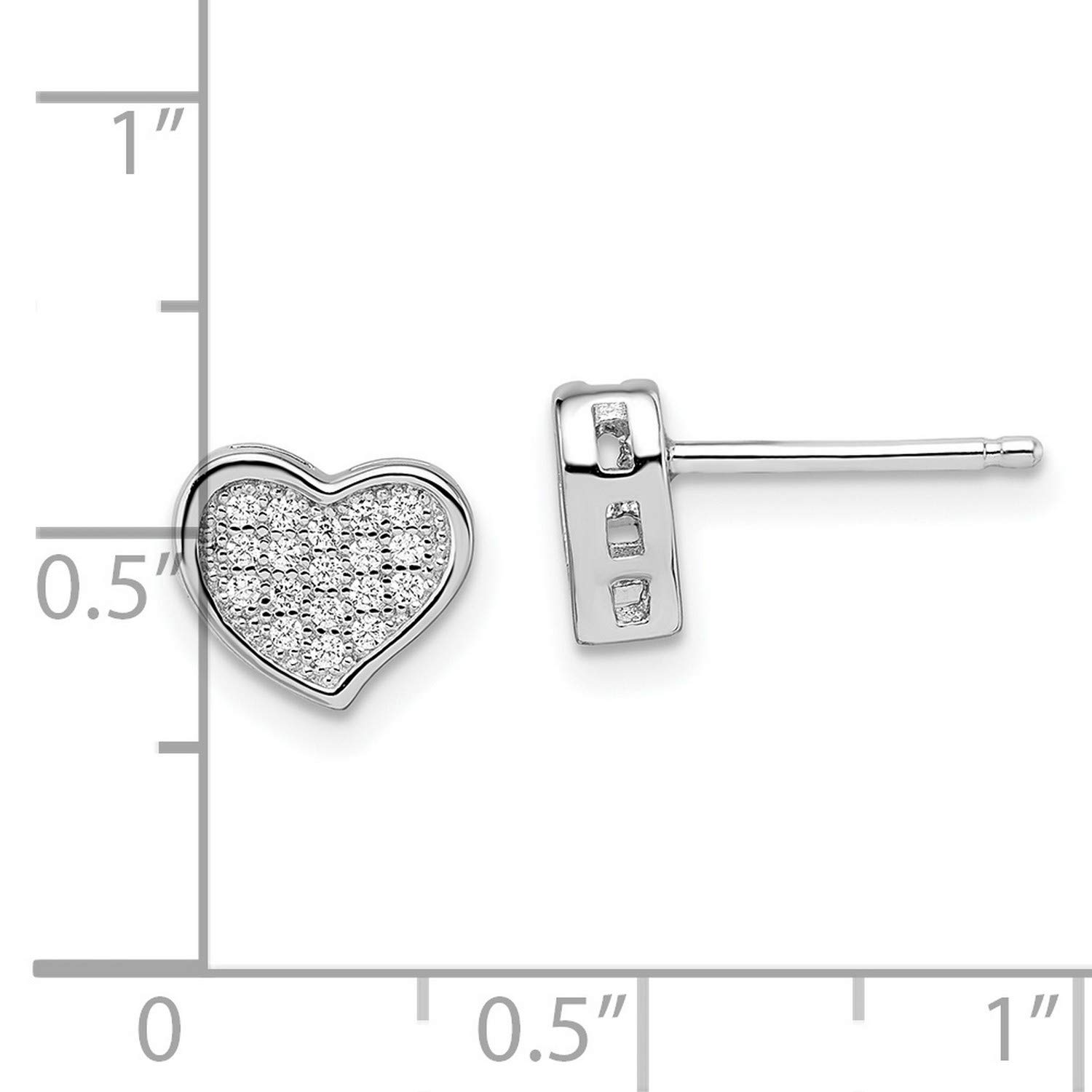 Sterling Silver CZ Brilliant Embers Heart Post Earrings 9x7mm - Elegant Gift for Women, Valentine's Day, Anniversary & Special Occasions