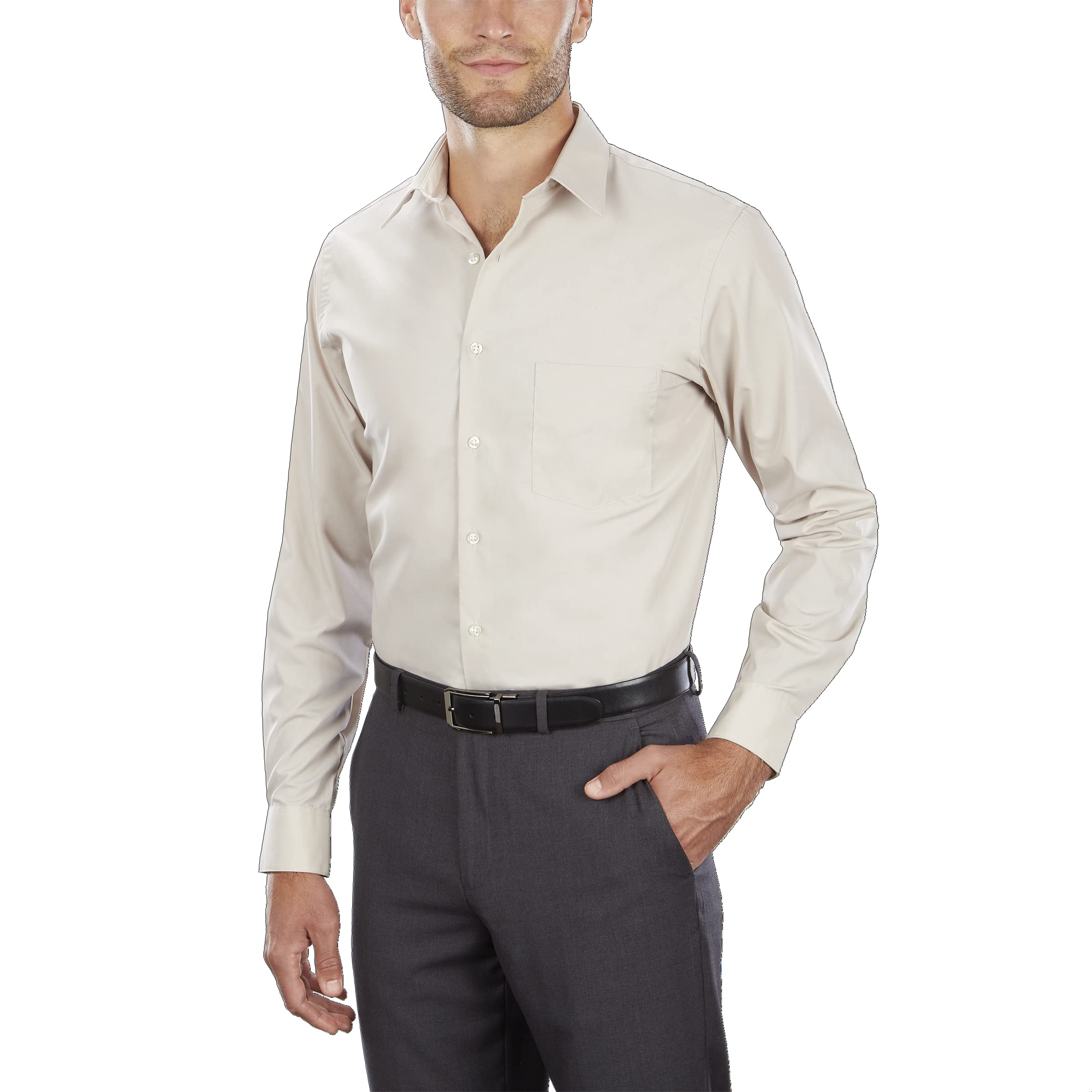 Van Heusen Men's Tall FIT Dress Shirts - Premium Poplin Formal Shirt for Business & Office Wear - Comfortable Slim Fit Long Sleeve Button Down Shirt for Professional Occasions