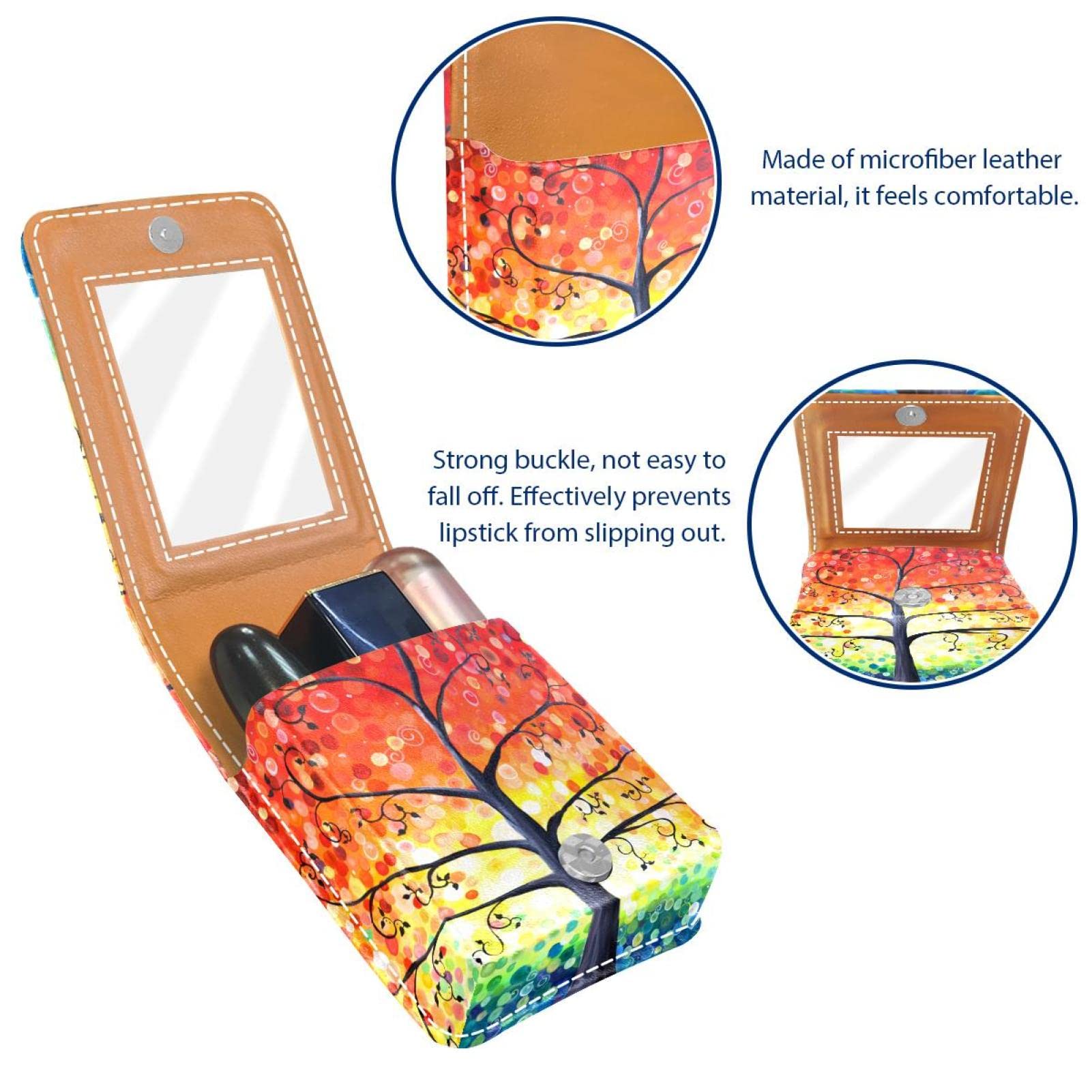 Personalized Lipstick Case - Portable Makeup Bag & Cosmetic Pouch Organizer with Artistic Tree Design - Perfect for Travel, Home Storage, and Gift Giving
