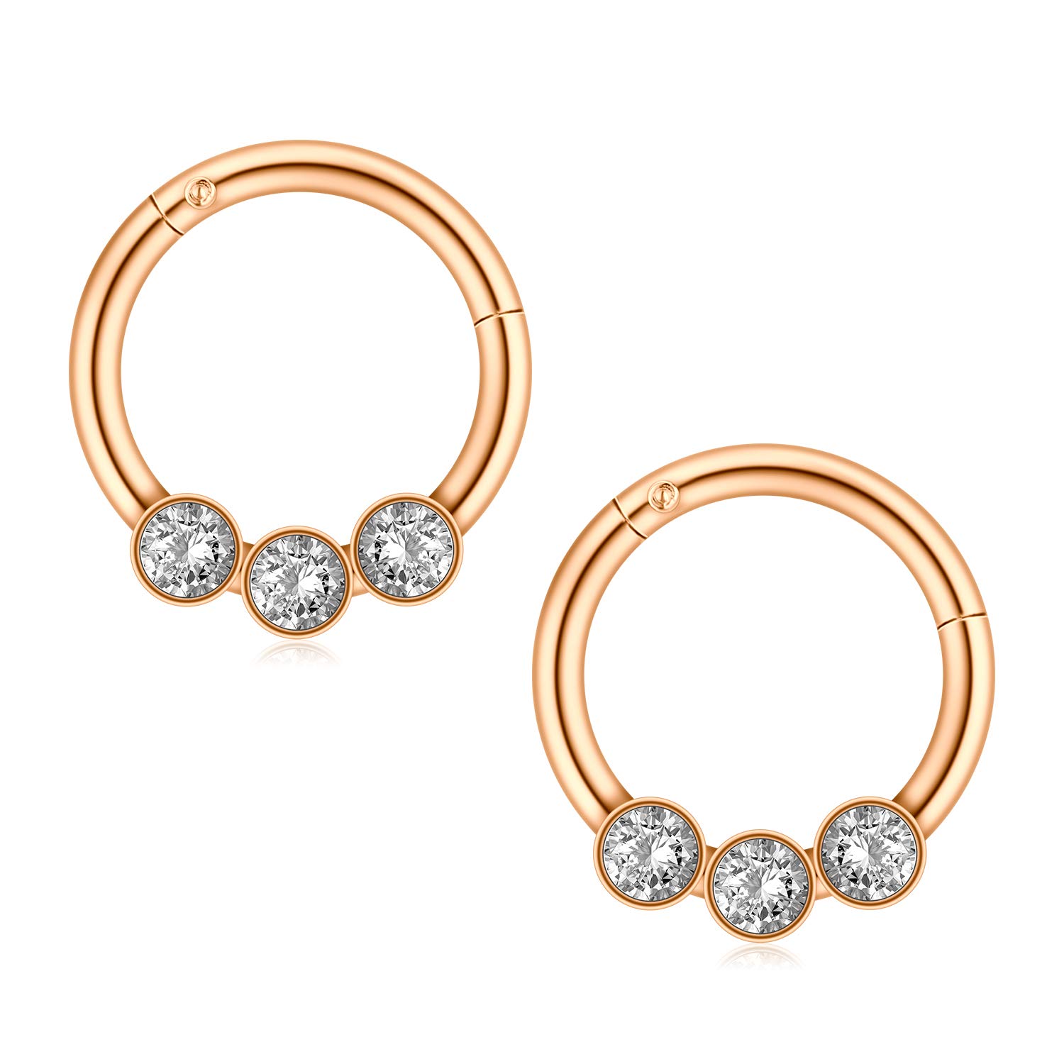 FECTAS Cartilage Earrings - 14K Gold Plated Hoop Nose Rings for Helix, Daith, Tragus | Hinged Clicker Segment Lip & Septum Rings for Women | Perfect for Daily Wear, Parties & Gifts