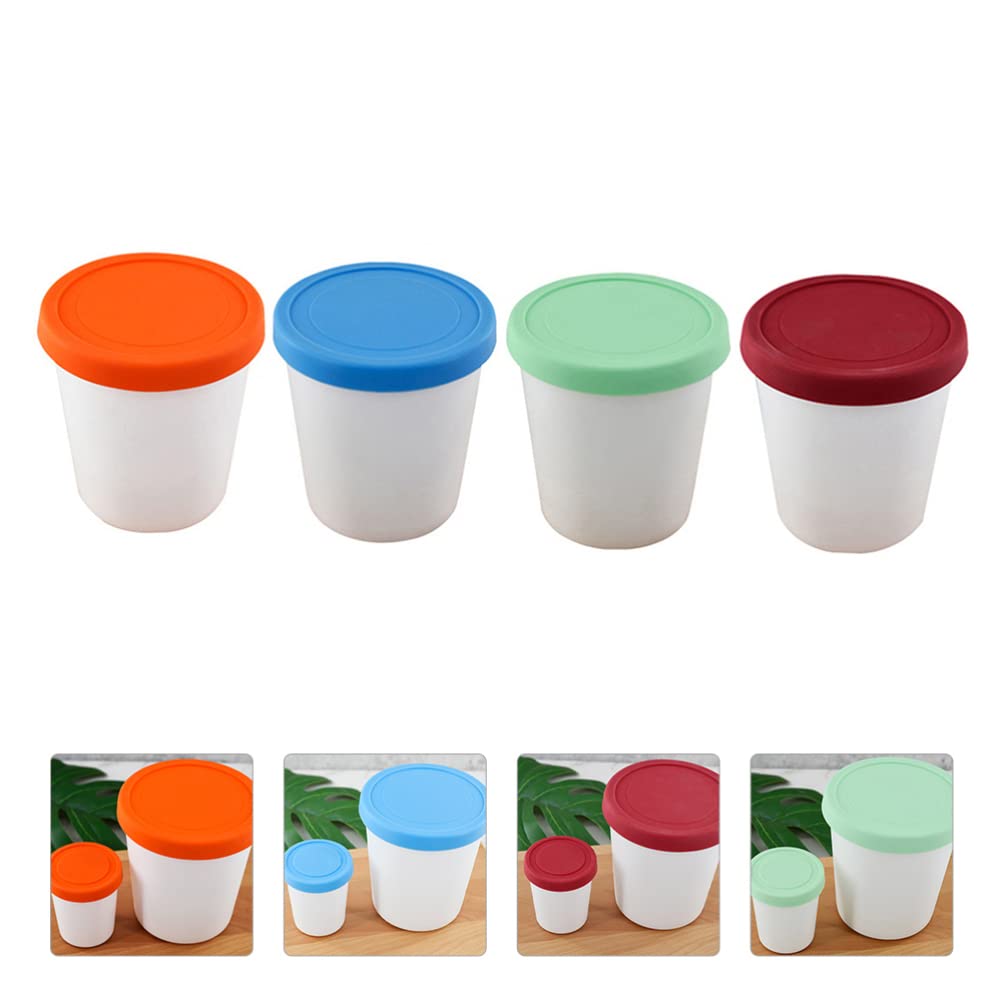 4pcs Reusable Silicone Ice Cream Cups with Lids - BPA-Free Freezer Safe Yogurt & Dessert Containers for Food Storage - Perfect for Homemade Ice Cream, Gelato, Sorbet & Party Serving