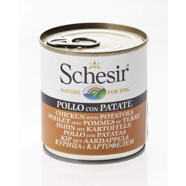 Schesir Chicken with Potatoes Canned Dog Food 285g - Grain-Free Wet Food for Adult Dogs, High Protein Meal for Small & Medium Breeds - Perfect for Travel, Camping & Daily Feeding