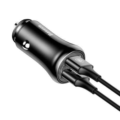 Baseus QC3.0 Fast Car Charger with Dual USB Ports (5V 2.4A) - Quick Charge Compatible for iPhone 8/X, Samsung S8, Xiaomi 6 - Perfect for Road Trips & Daily Commute