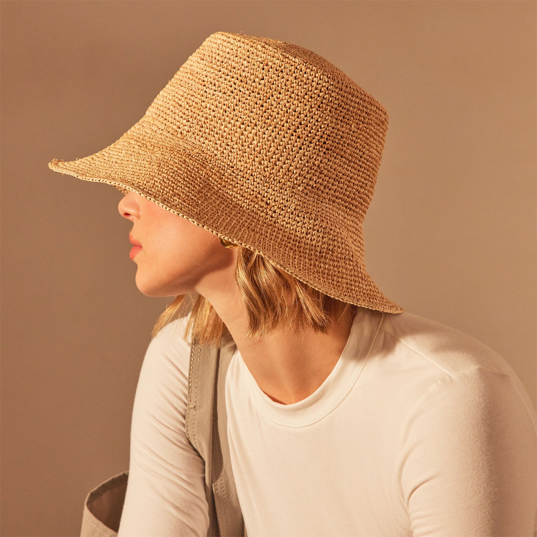 Crochet Bucket Hat for Women - Breathable Jute Sun Hat for Summer Beach, Gardening & Outdoor Activities