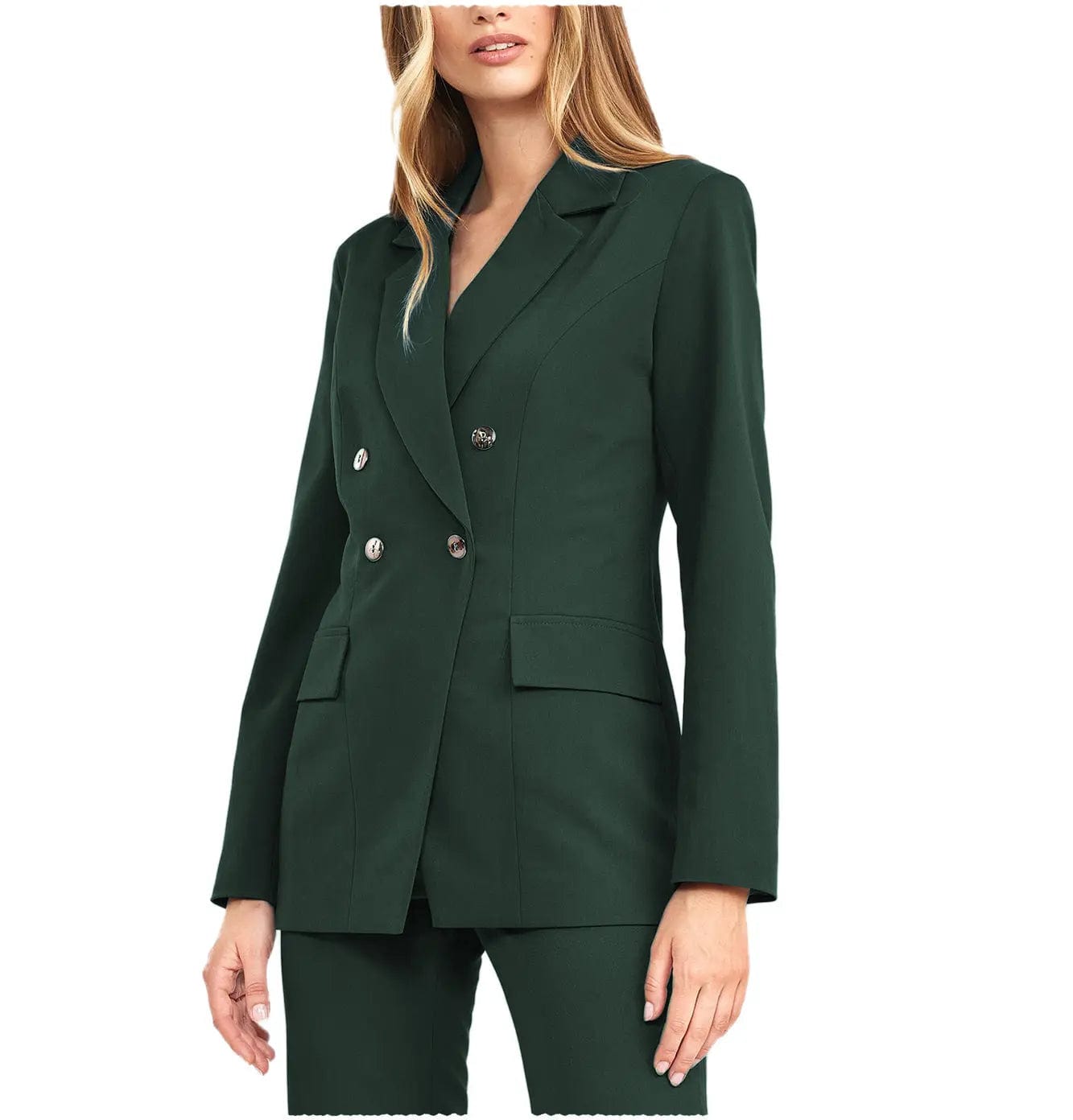 2-Piece Double Breasted Notch Lapel Women's Suit Set (Blazer & Pants) - Professional Office Wear & Formal Business Attire for Women