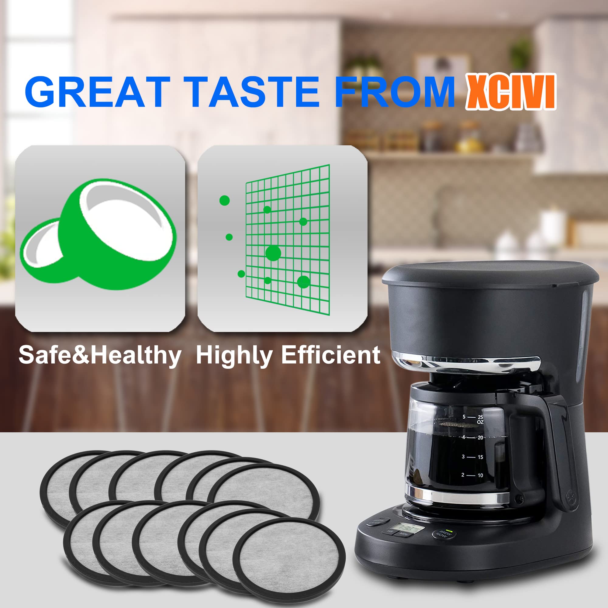 Xcivi Replacement Coffee Maker Water Filter Set - 1 Disk Frame + 12 Filter Disks - Compatible with Mr. Coffee Brewers - Improves Taste & Removes Impurities - Perfect for Home, Office & Restaurant Use