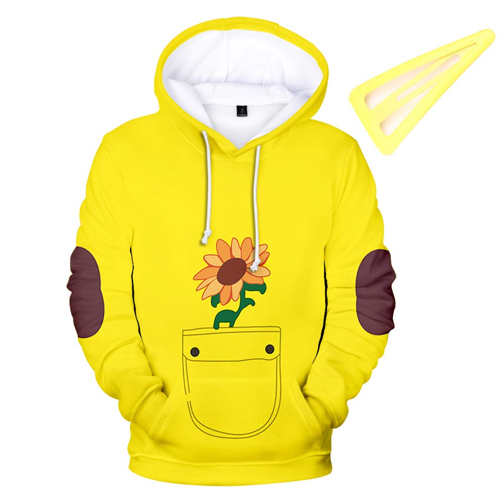 Anime Wonder Egg Priority Ohto Ai Cosplay Hoodie with 3D Printed Hair Clip - Long Sleeve Pullover Hooded Sweatshirt for Anime Conventions & Themed Parties