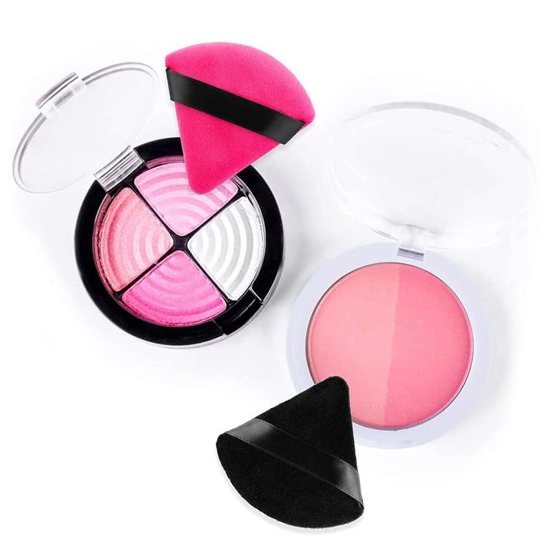 SUNISA 6-Piece Soft Triangle Powder Puff Set for Loose Powder & Foundation - Multicolor Makeup Sponges & Beauty Blenders - Perfect for Face & Body Makeup Application