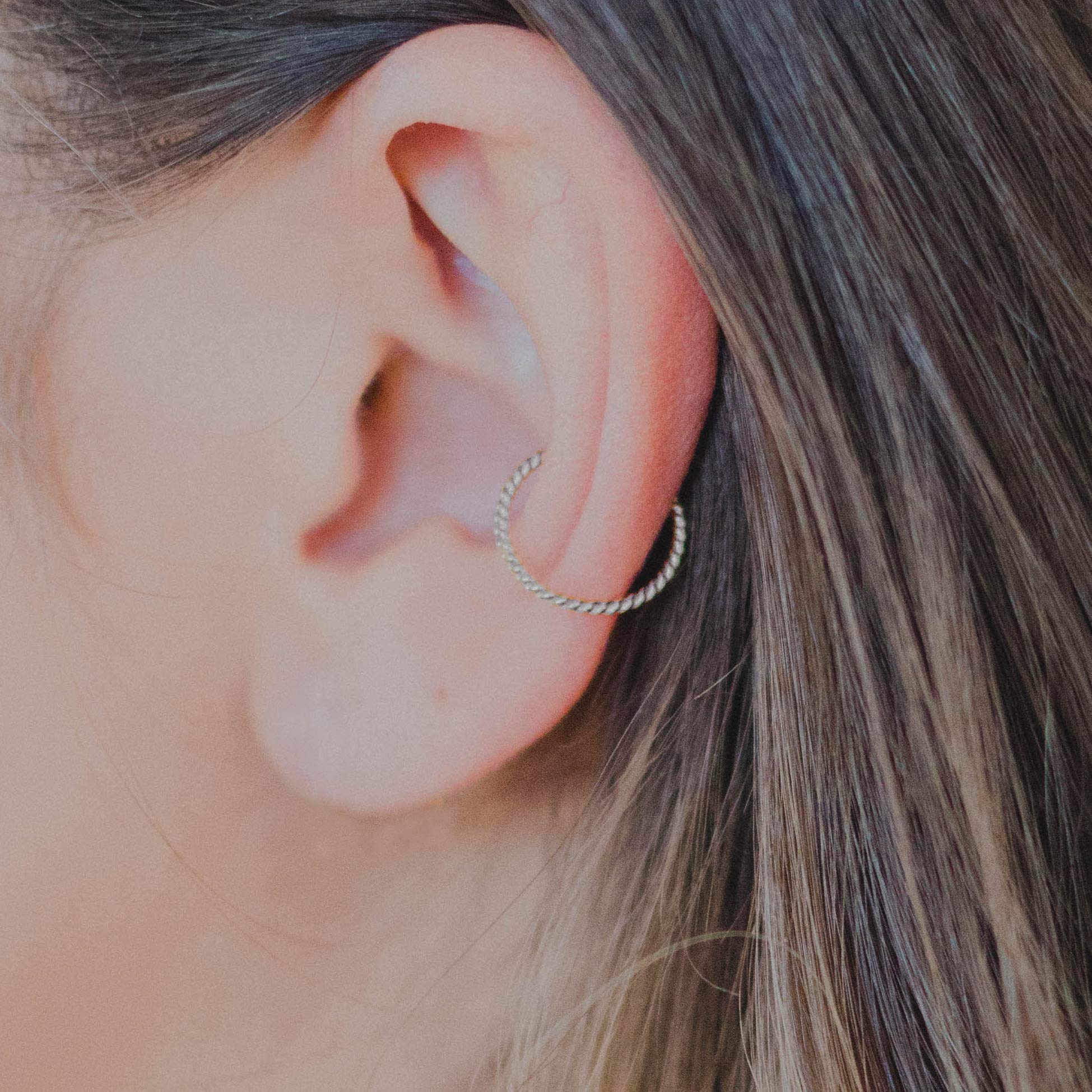 Sterling Silver 18 Gauge Twist Wire Ear Cuff - No Piercing Required - 10mm Ear Cuff Jewelry for Women - Perfect for Parties, Weddings & Everyday Wear