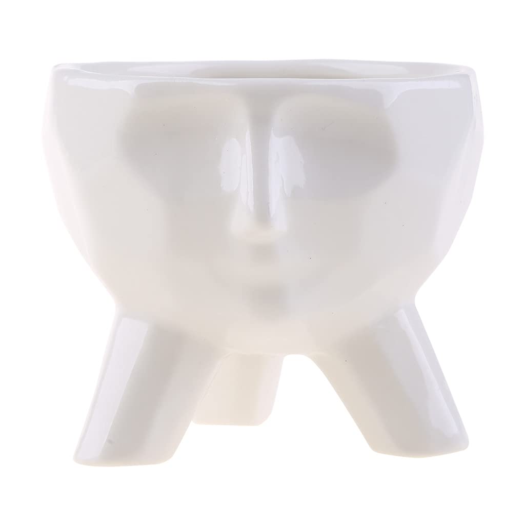 Creative Half Face Ceramic Planter with Water Storage - Desktop Decorative Flower Pot for Succulents, Herbs & Small Plants - Perfect for Home, Office & Indoor Gardening Decor